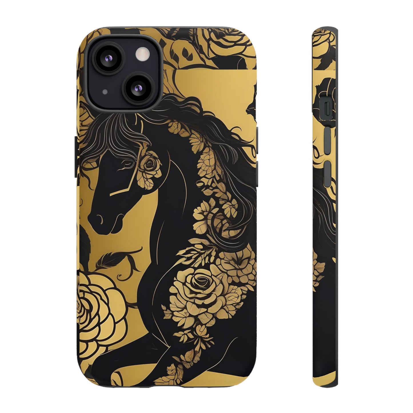 Phone Case - Elegant Horse & Roses Design