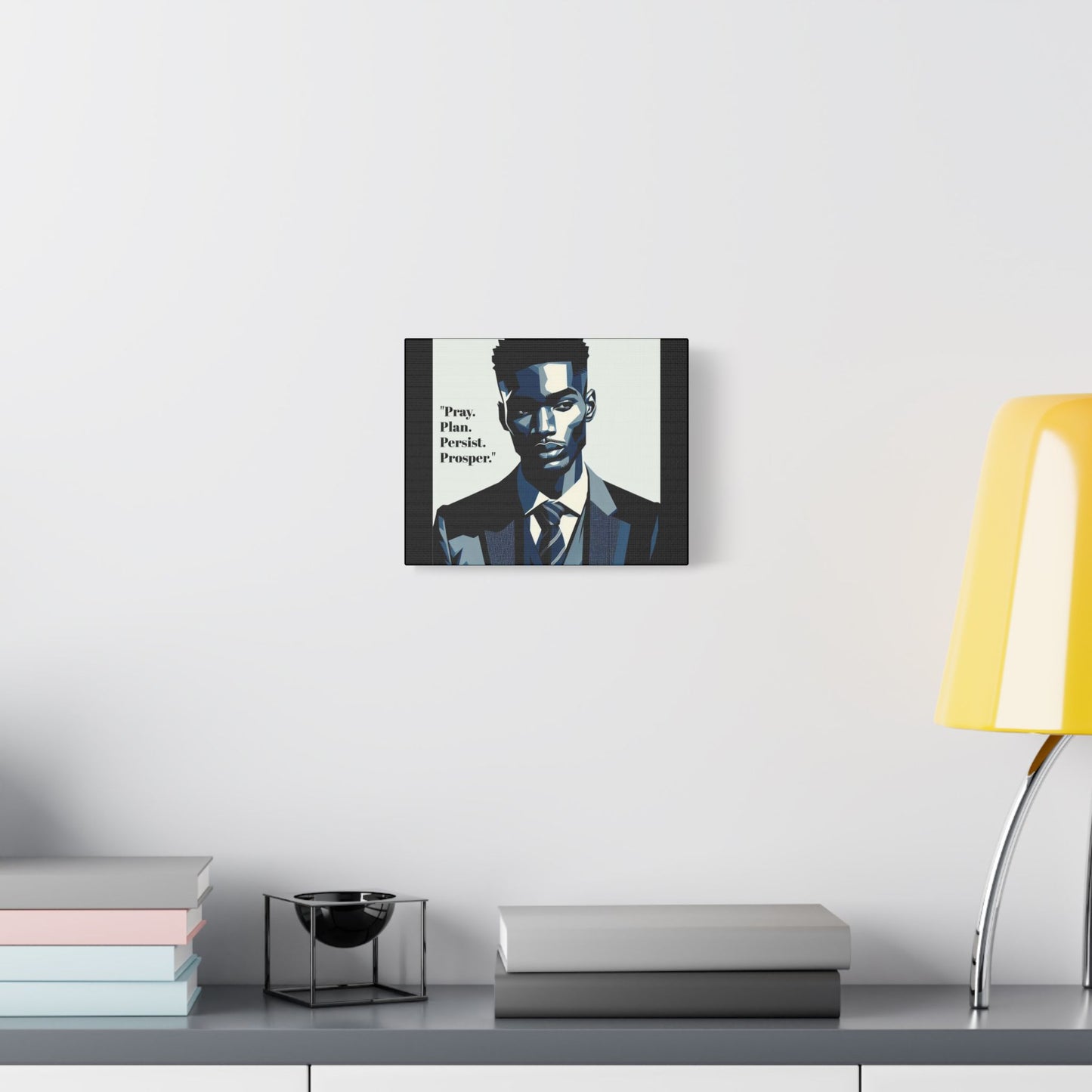 Afro Art Print Canvas, Wall Decor, Satin Stretched Canvas, African American Art, Office Decor, Home Decor - "Pray. Plan. Persist. Prosper."