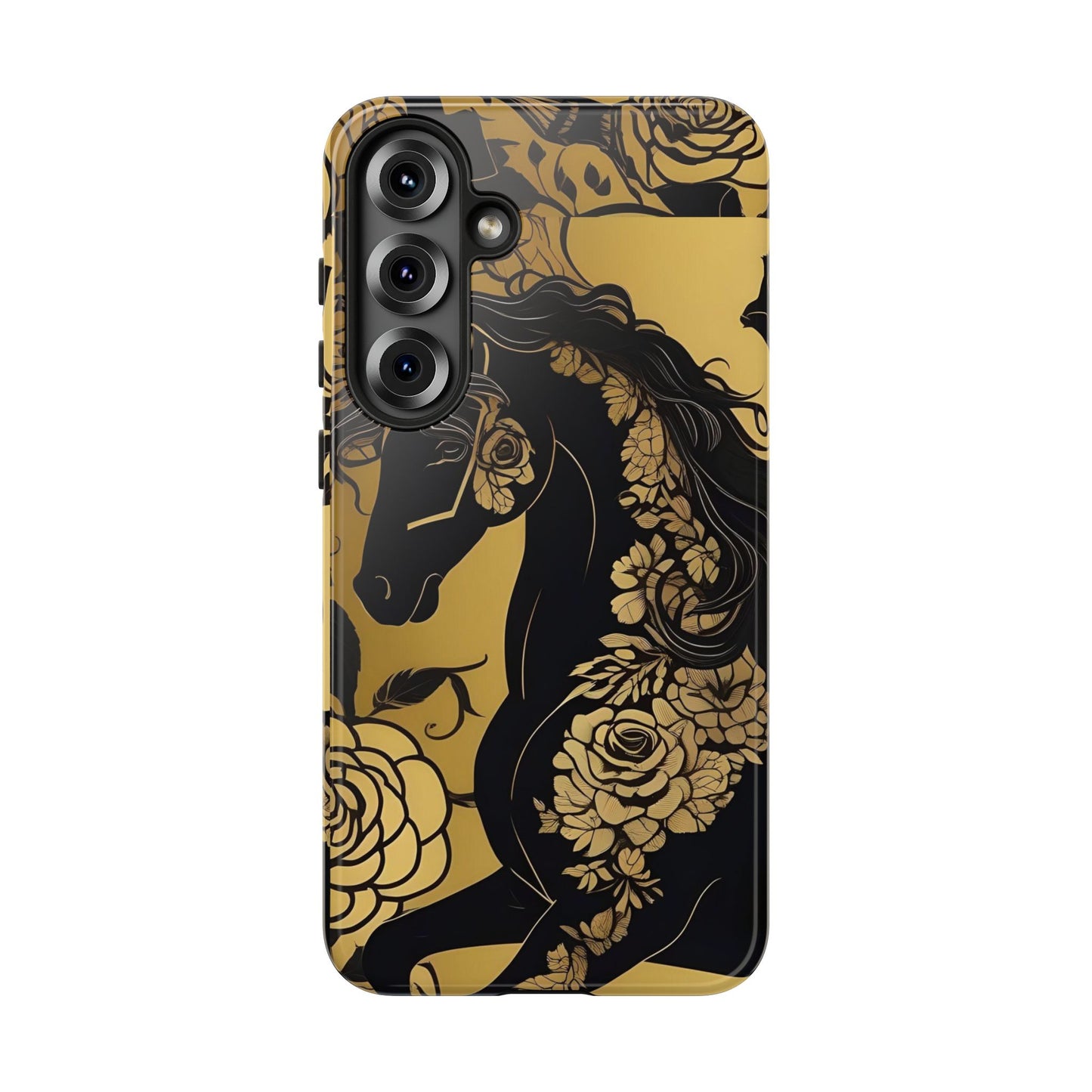 Phone Case - Elegant Horse & Roses Design