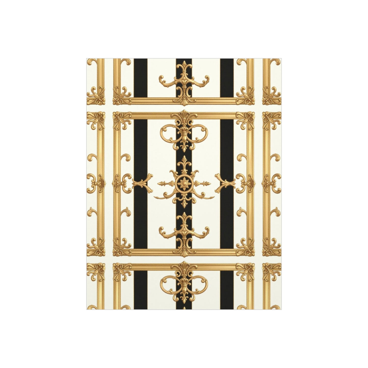 Elegant Foam Board Wall Art, Decorative Display, Home Decor, Office Decor, Visual Boards, Art Displays - Black & White Striped Gold Baroque