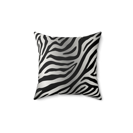 Stylish Faux Suede Zebra Stripe Pillow - Modern Home Decor Accent - Silver