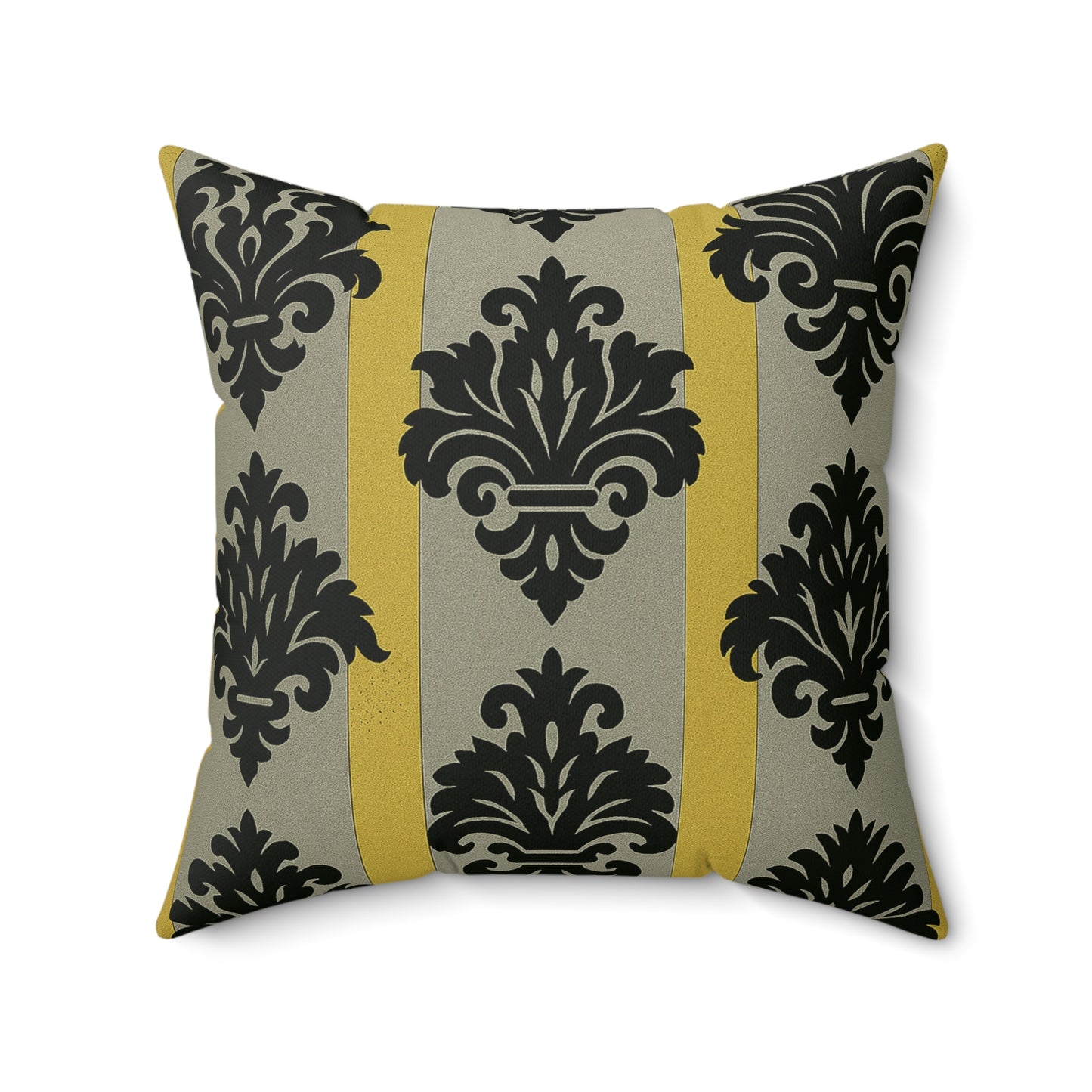 Elegant Faux Suede Pillow, Home Decor Accent, Baroque Design Cushion, Gift for Her, Modern Living Room - Silver & Gold Striped Black Baroque