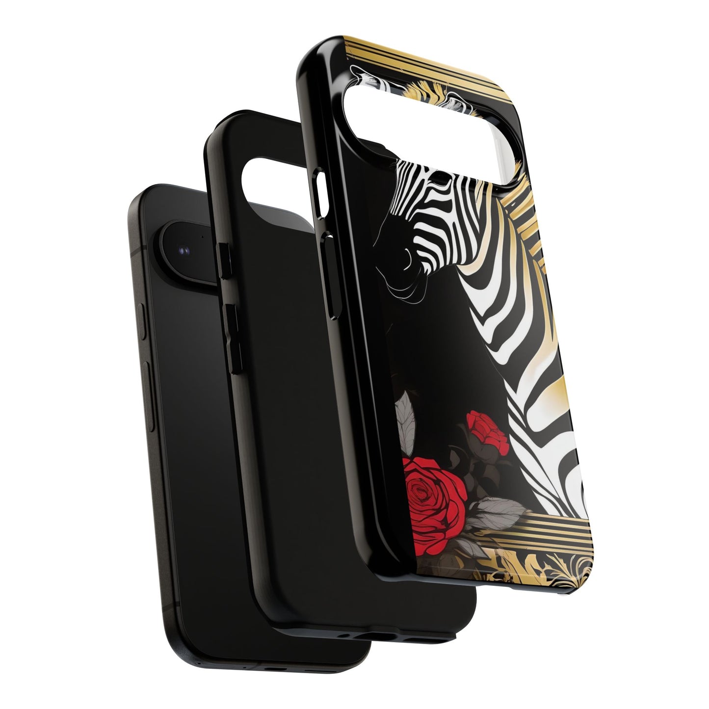 Phone Case - Elegant Zebra & Roses Design