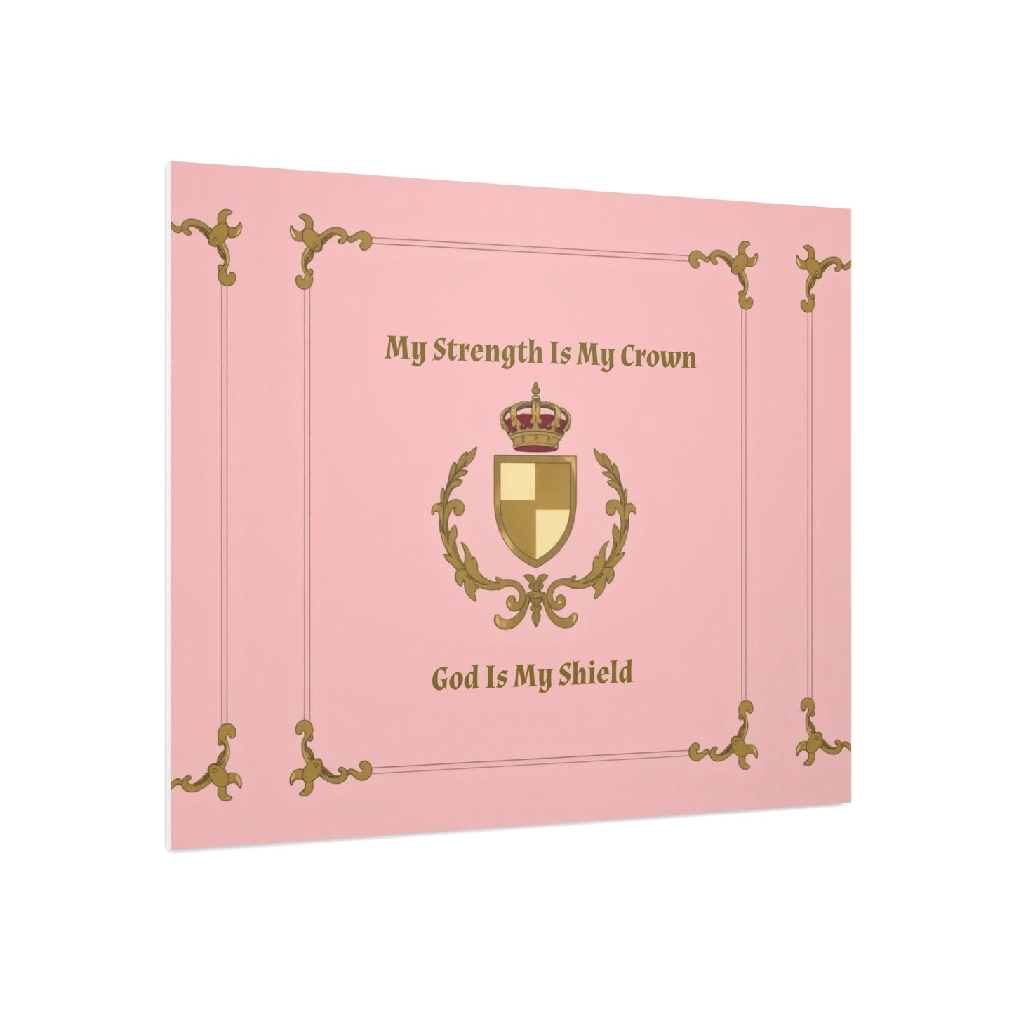 Crest & Crown Spiritual Quote Wall Art, Motivational Decor, Foam Board Print, Home Accent, Gift for Friends, Pink Crown Design