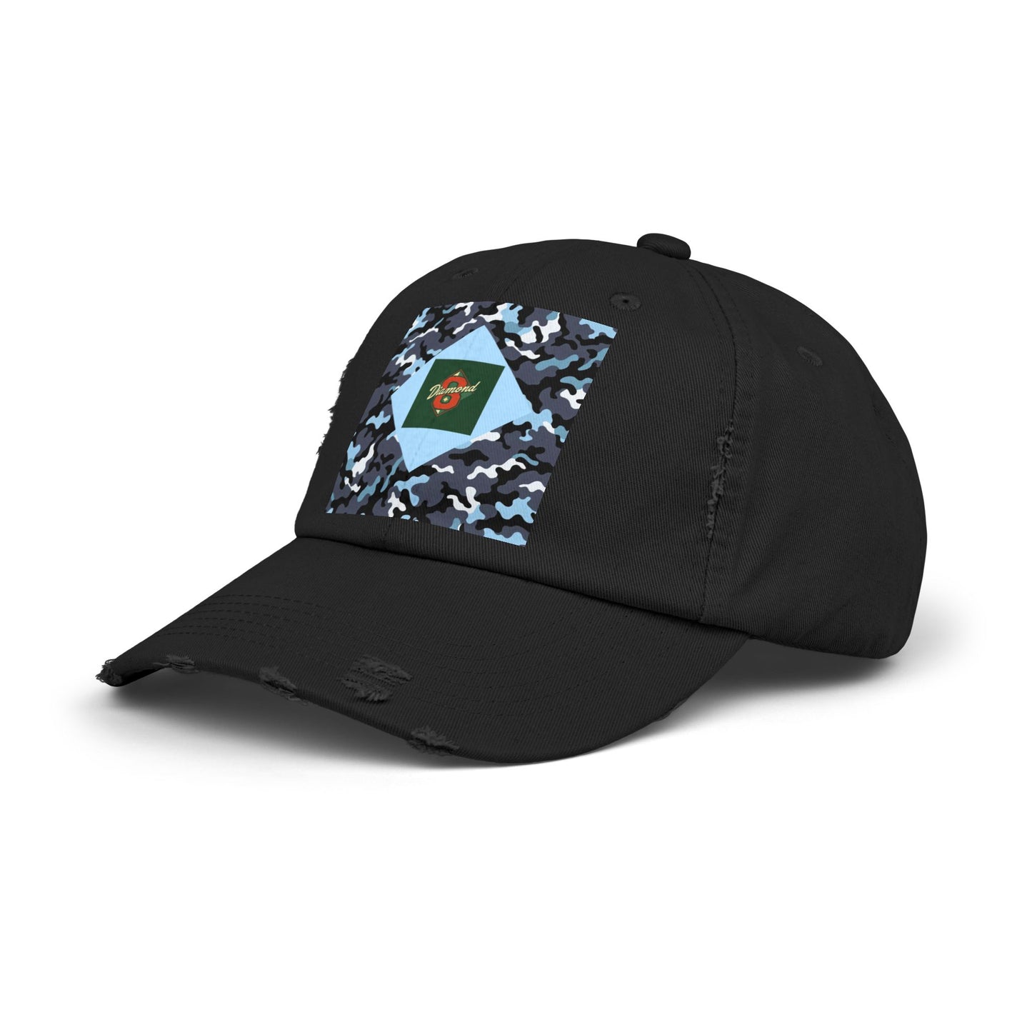 Camouflage Distressed Cap, Casual Hat, Outdoor Gear, Trendy Accessories, Gift for Him/Her - Diamond 8