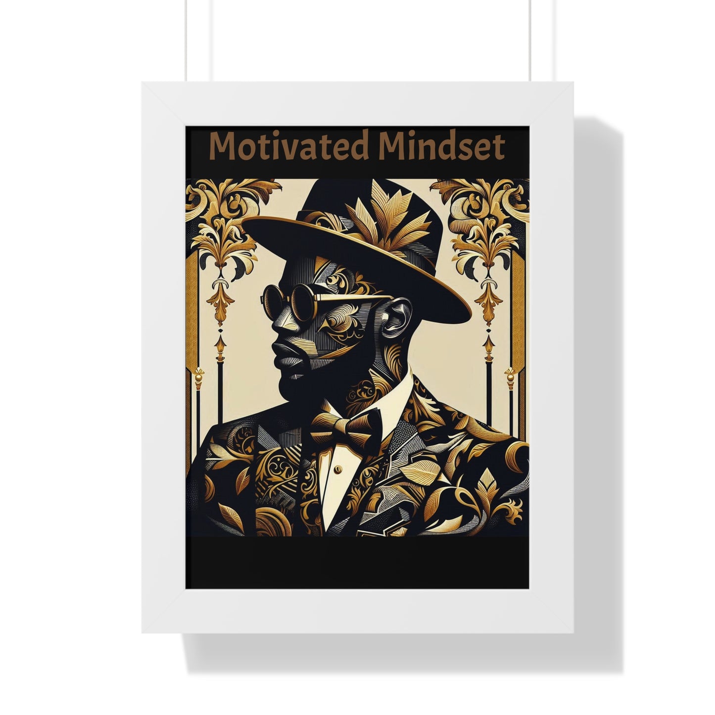 Motivated Mindset Framed Vertical Poster | Inspirational Wall Art, Office Decor, Motivational Gift, Home Decor, Black Art