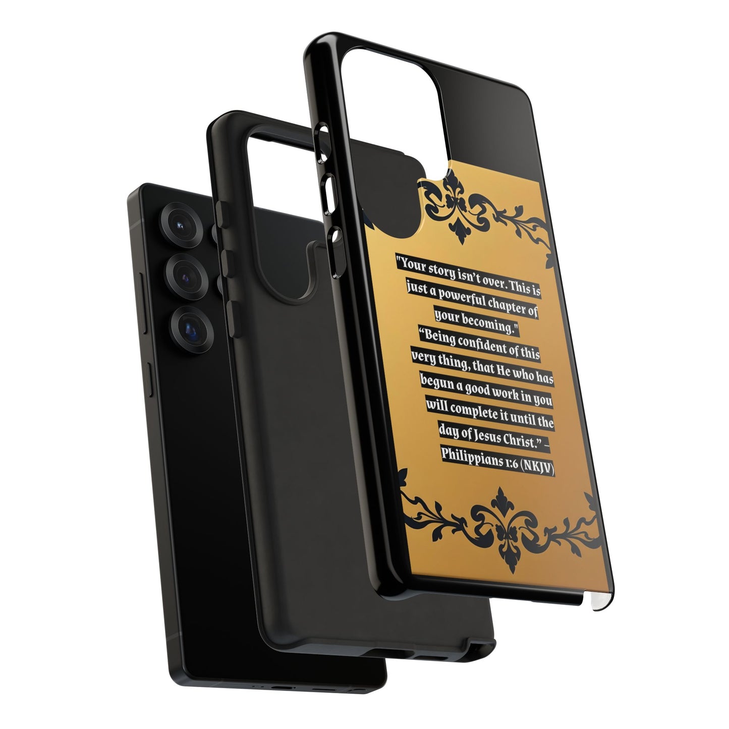 Elegant Floral Motif Phone Case - Tough Cases with Vintage Design - "Your story isn't over"