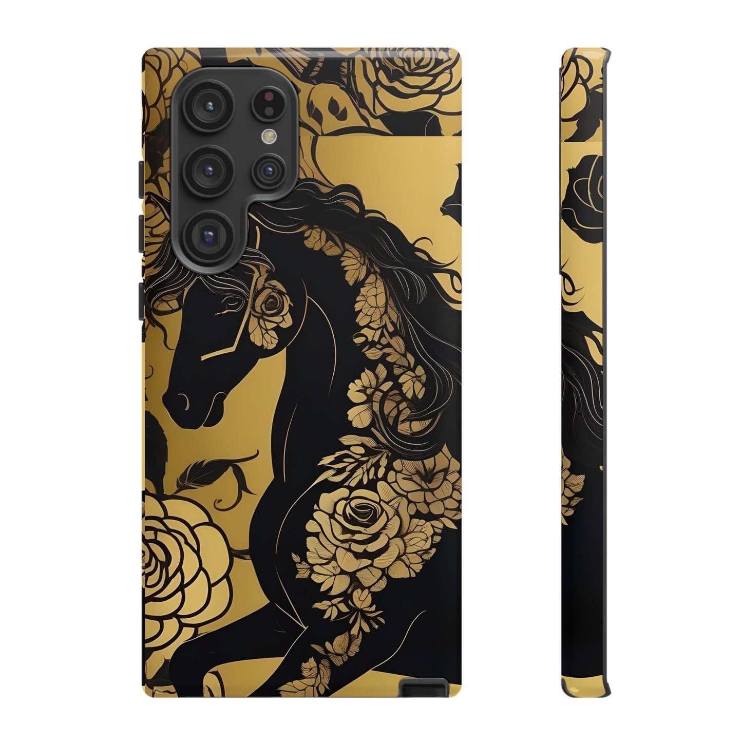 Phone Case - Elegant Horse & Roses Design