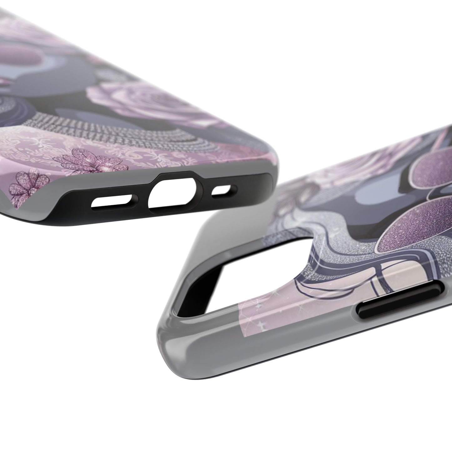 Glamorous Floral Tough Phone Case - Chic Protection for Trendsetters - Lilac & Lavender