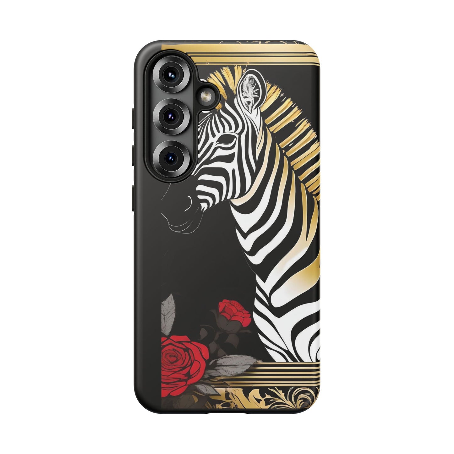 Phone Case - Elegant Zebra & Roses Design