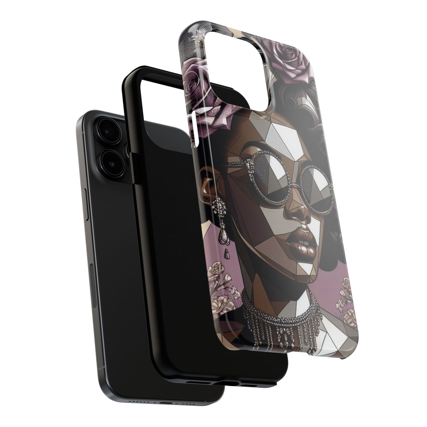 Chic Geometric Phone Case, Stylish Tough Case for Women, Unique Gift, Floral Design, Modern Accessories for Everyday Use - Lilac Baroque Lady