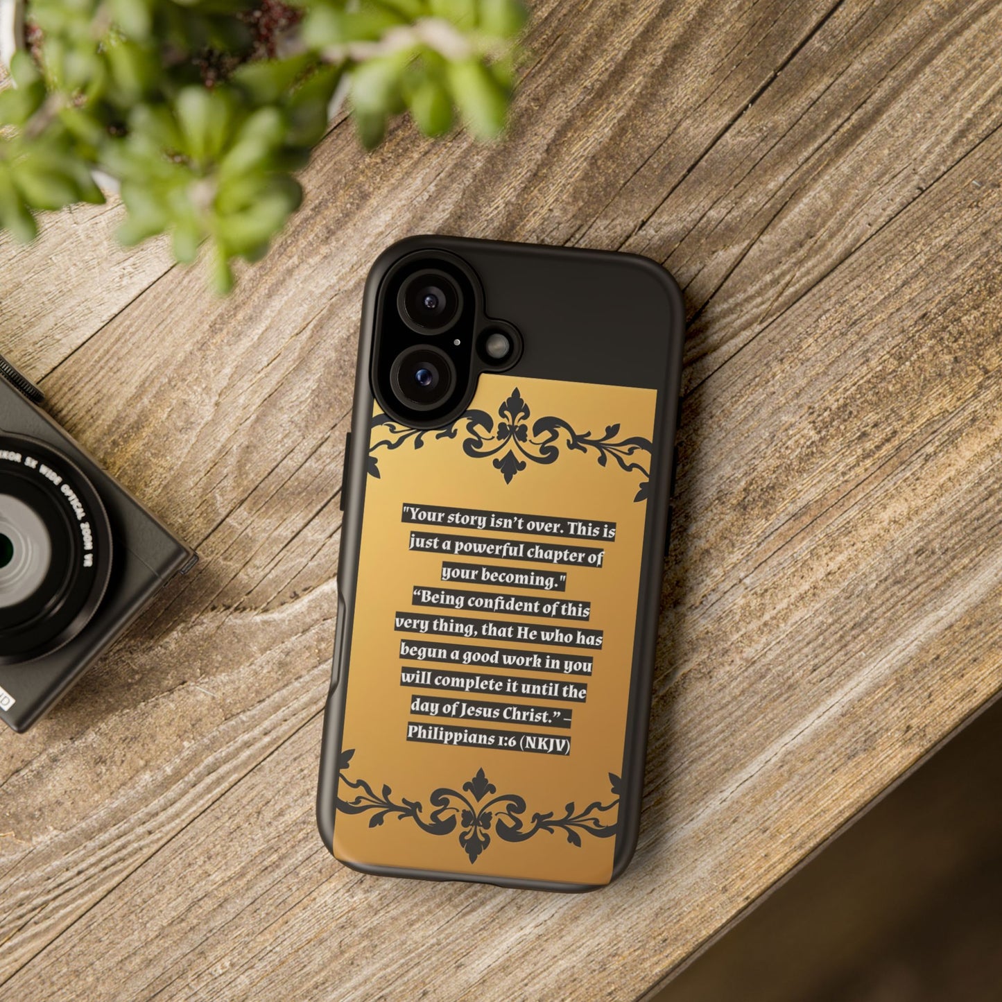 Elegant Floral Motif Phone Case - Tough Cases with Vintage Design - "Your story isn't over"