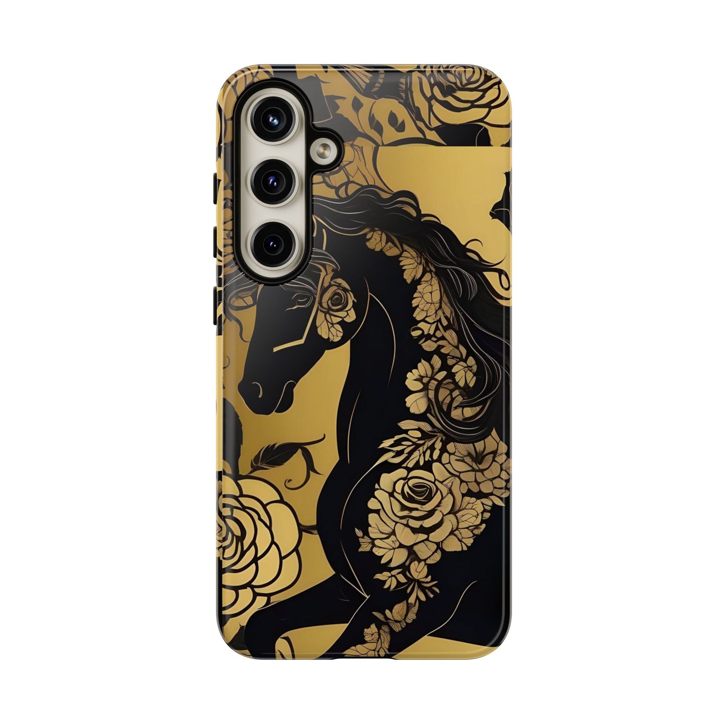Phone Case - Elegant Horse & Roses Design