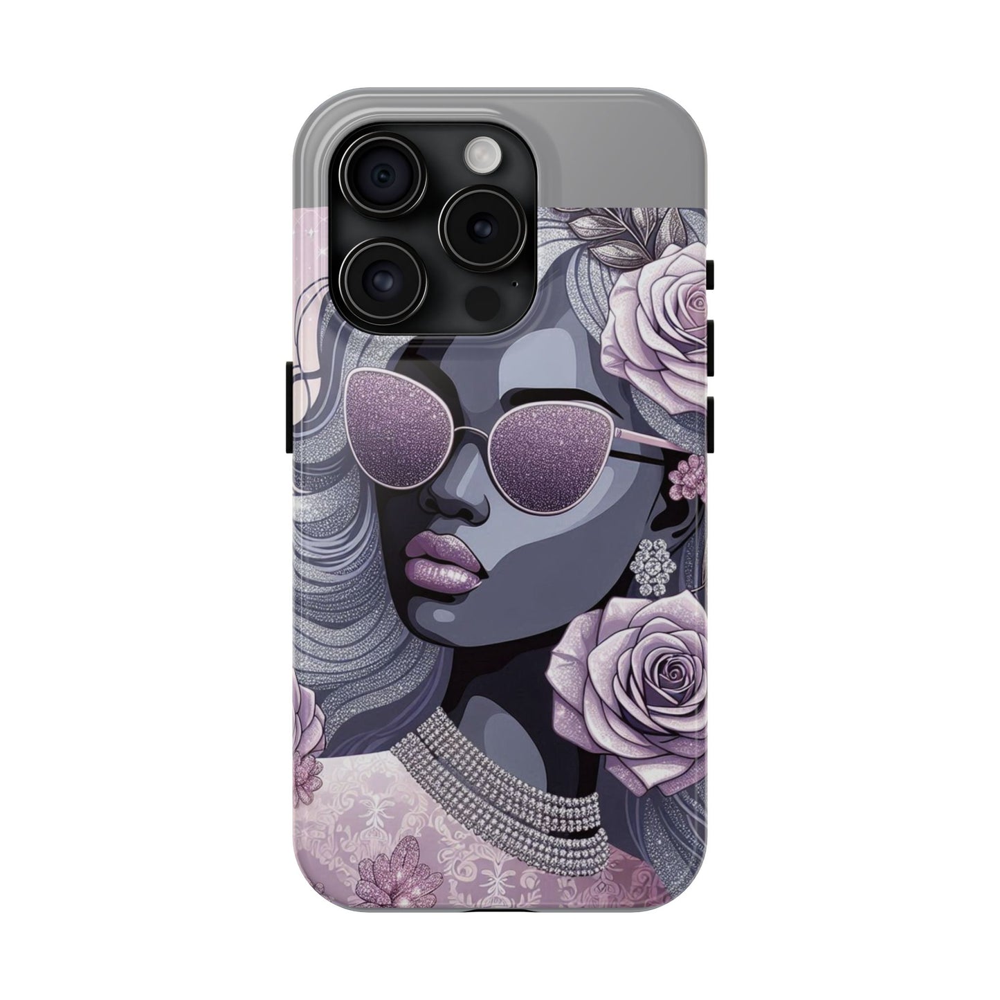 Glamorous Floral Tough Phone Case - Chic Protection for Trendsetters - Lilac & Lavender