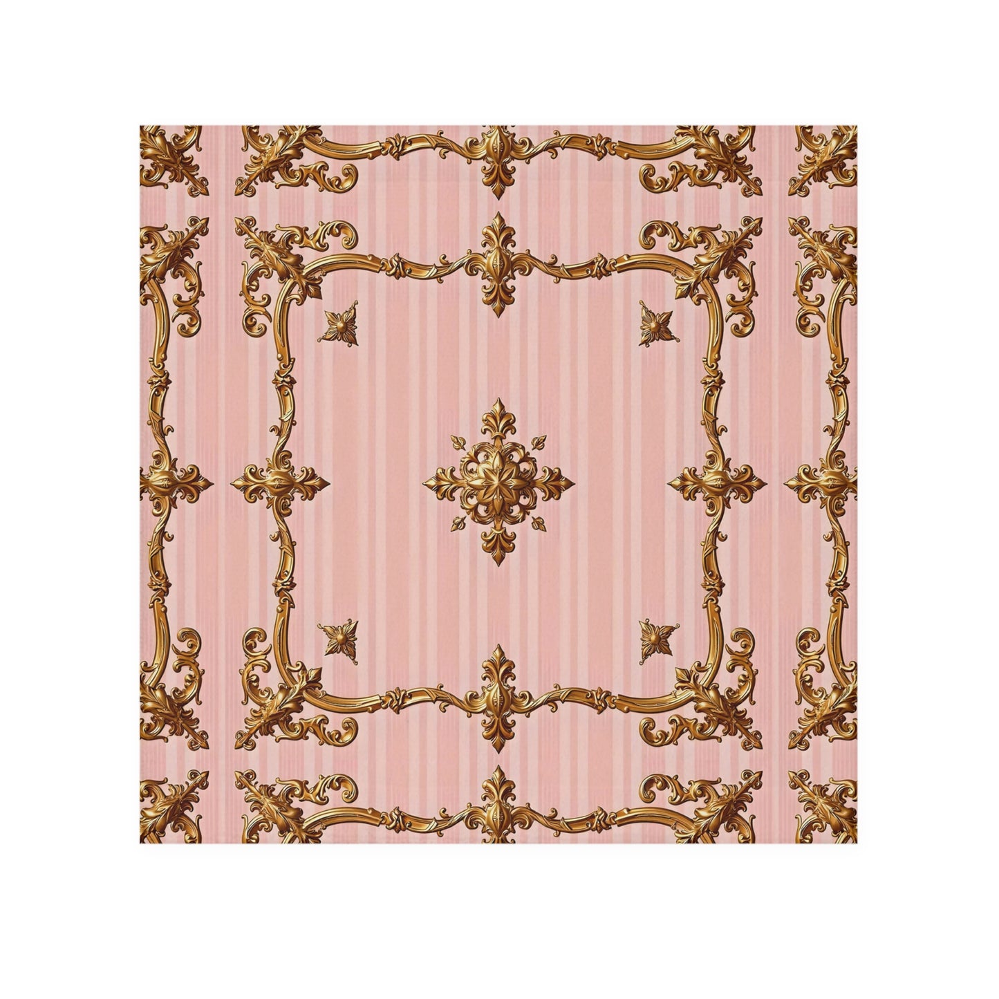 Elegant Vintage Pink Face Towel with Gold Baroque Design