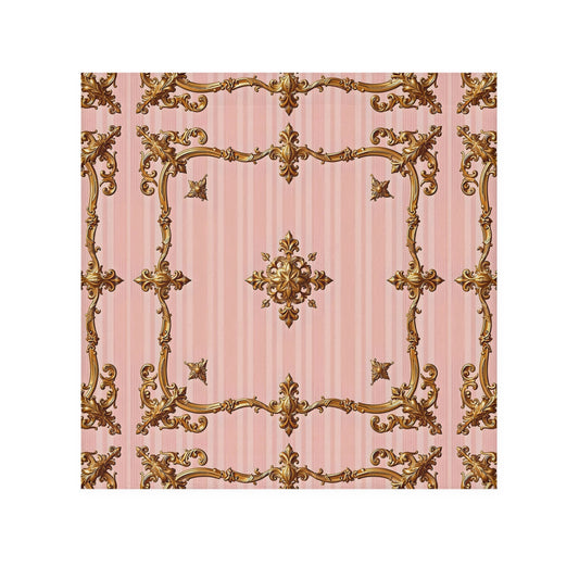 Elegant Vintage Pink Face Towel with Gold Baroque Design