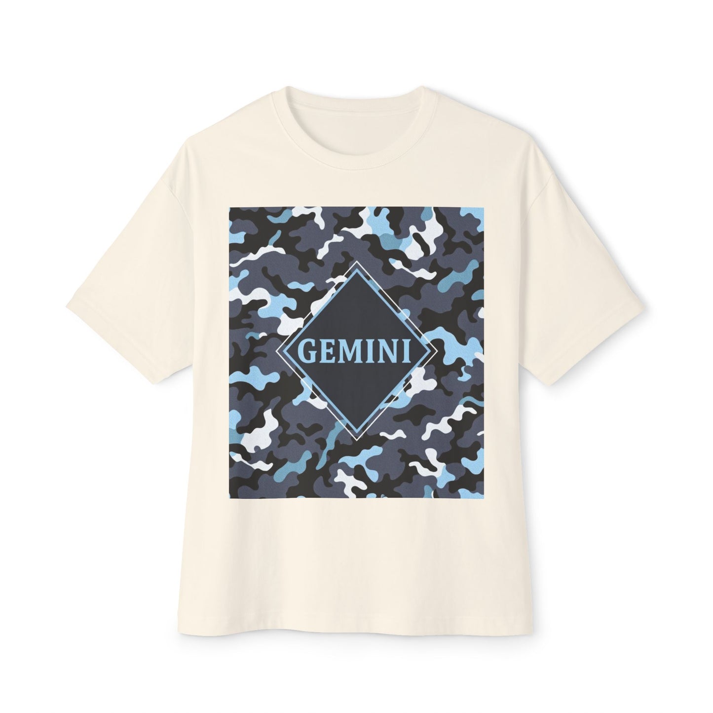 Gemini Oversized Tee - Unisex, Boho Style, Casual Wear, Birthday Gift, Zodiac Apparel, Comfortable Tee - Black, Grey & Ice Blue
