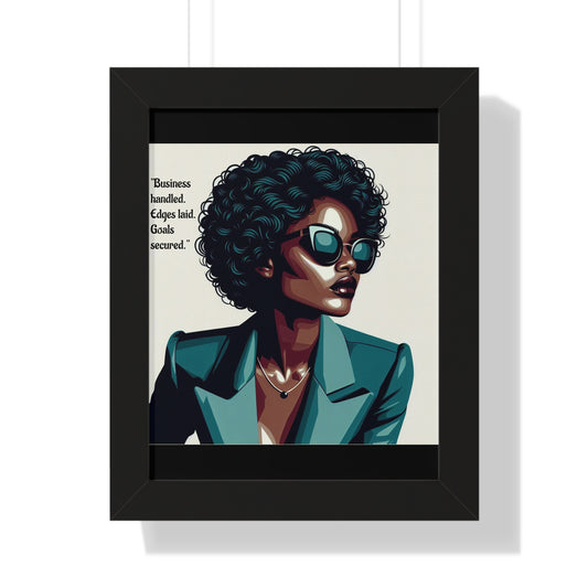 Stylish Framed Vertical Poster - Modern Art for Home Decor - "Business handled."