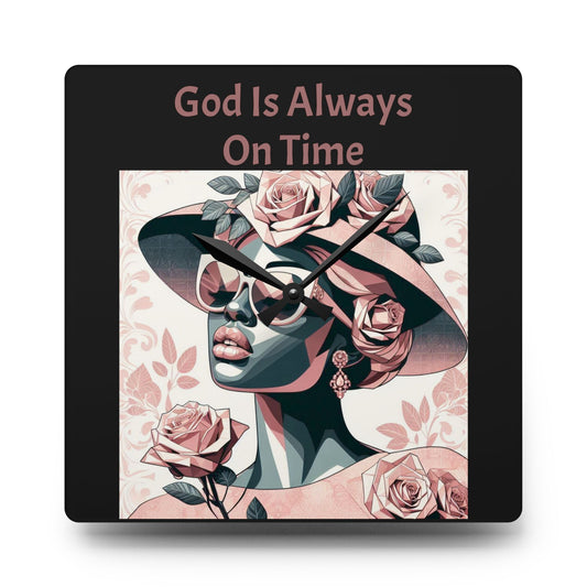 Modern Inspirational Acrylic Wall Clock - God Is Always On Time, Home Decor, Gift for Her, Wall Art, Motivational Decor