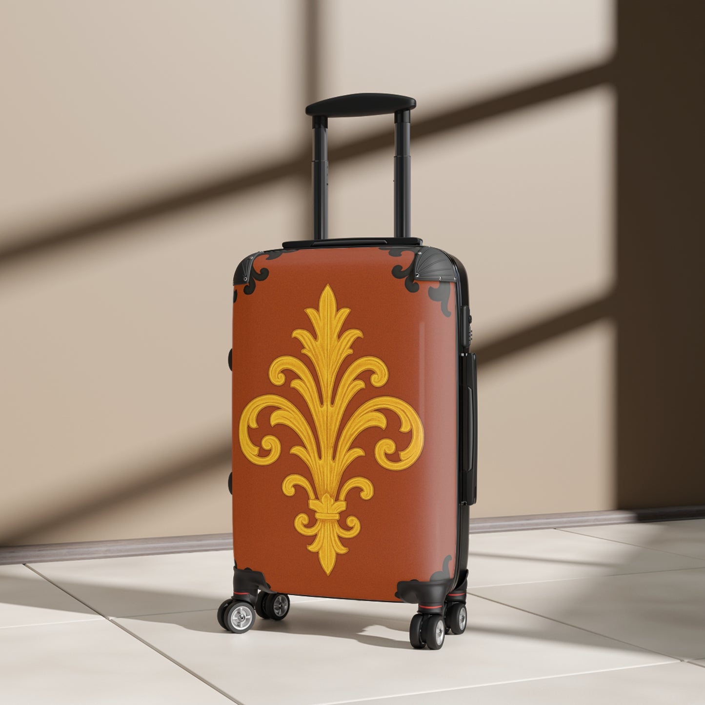Dusk Terracotta Baroque Carry-On Suitcase – Vintage Baroque Travel Luggage