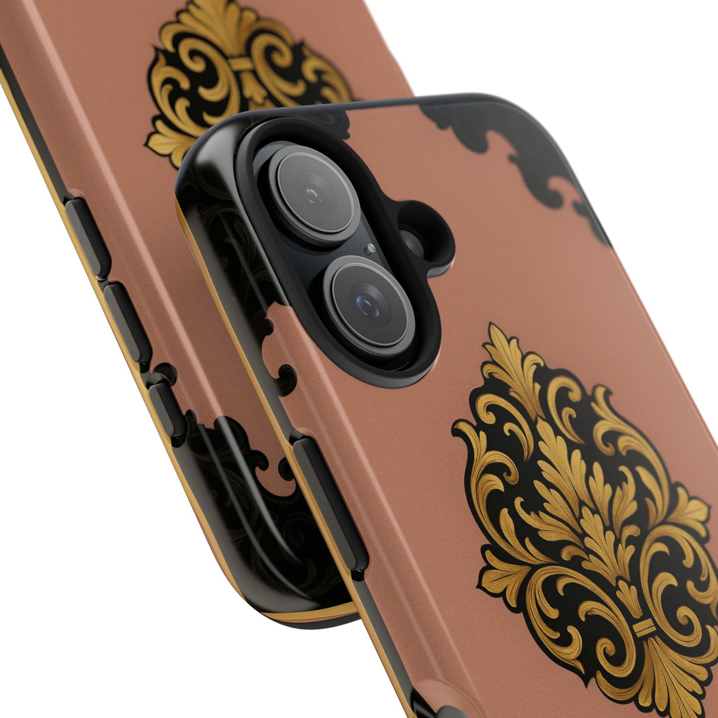 Mauve & Black-Gold Baroque Tough Phone Case — Ornate Protective iPhone Cover