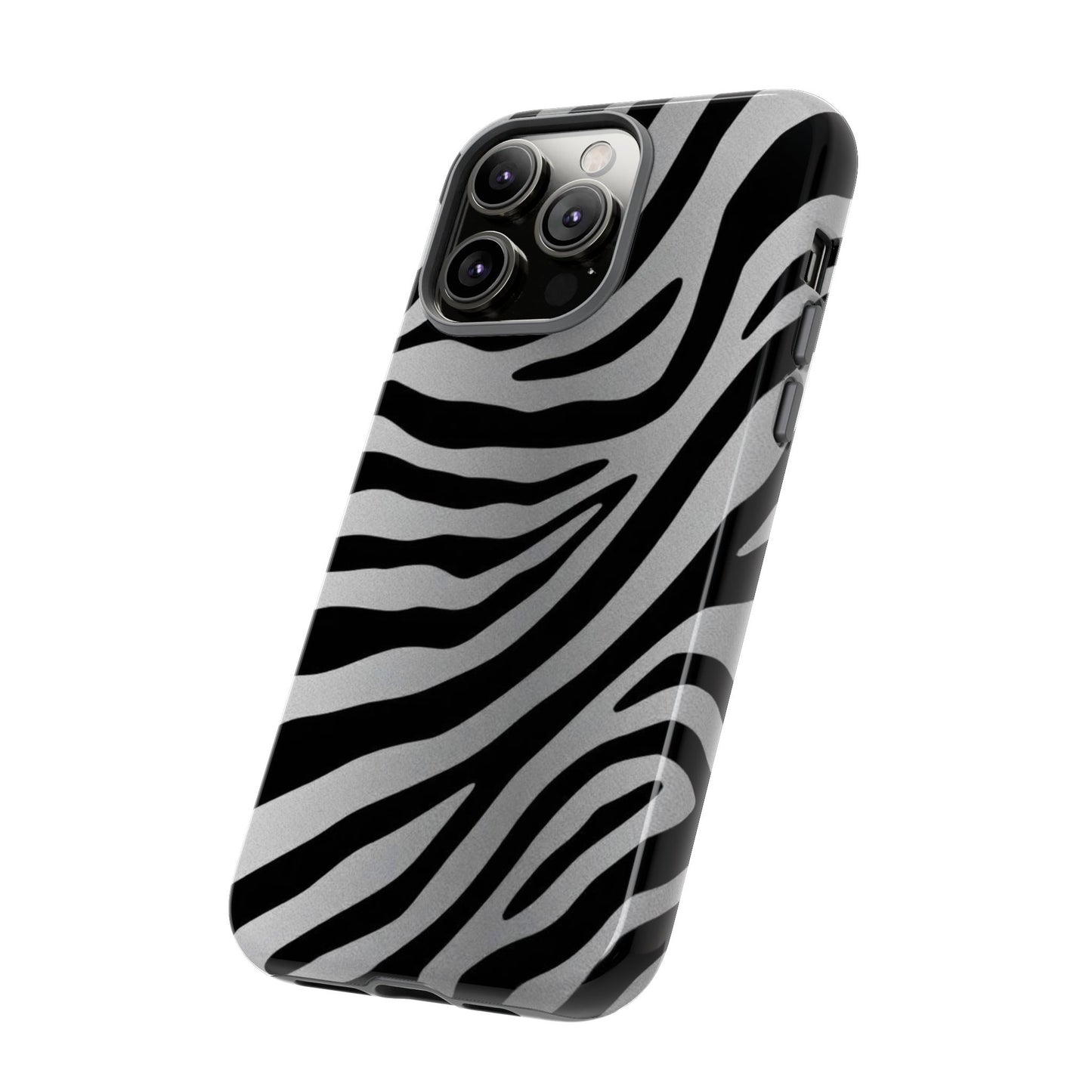 Zebra Print Tough Phone Case - Silver
