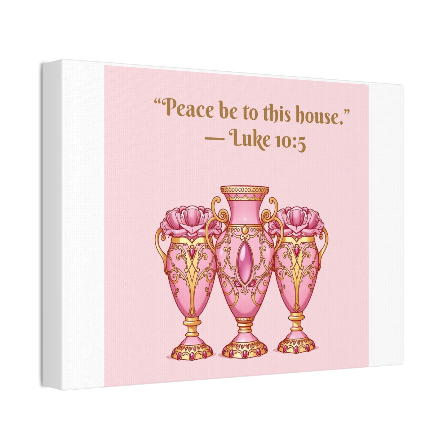 Decorative Canvas Wall Art - "Peace Be to This House" Vases, Home Decor, Inspirational Wall Art, Gift for Housewarming - 10:5