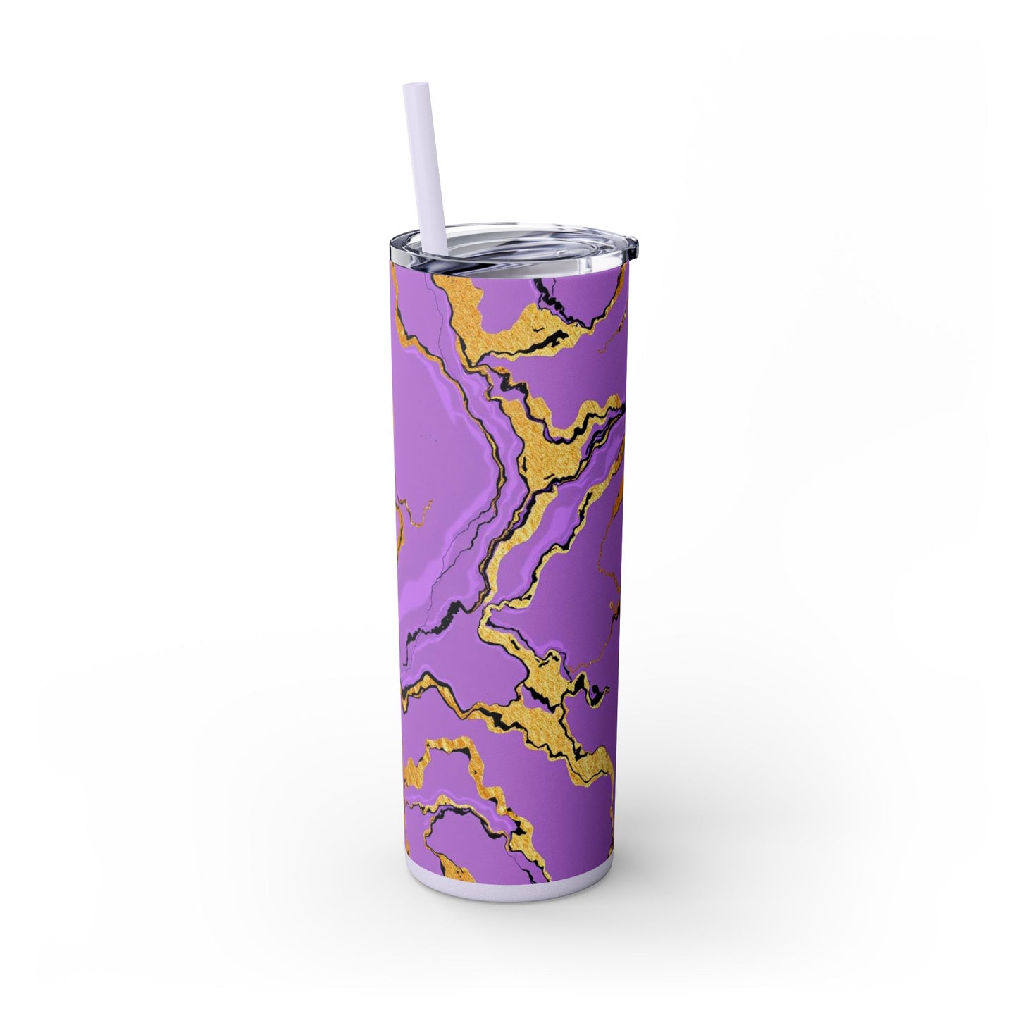 Stylish Marble Lavender Skinny Tumbler, 20oz - Trendy Drinkware for Home, Office, Travel, Gifts, Women, Fashionable Beverages