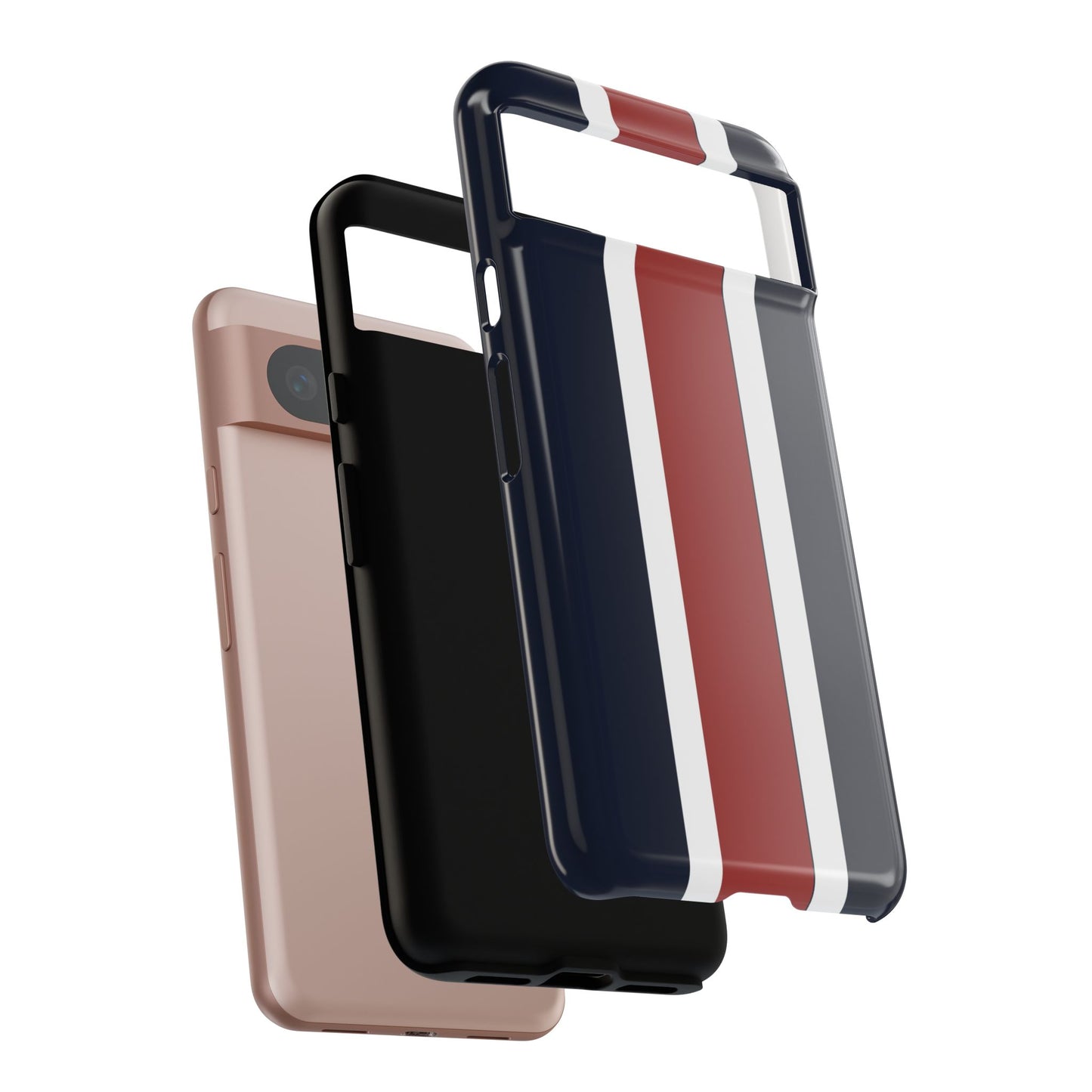 Lunar Midnight & Red-White Striped Stylish Phone Case - Tough Cases, Custom iPhone Cover, Sleek Phone Accessories, Gifts for Him/Her