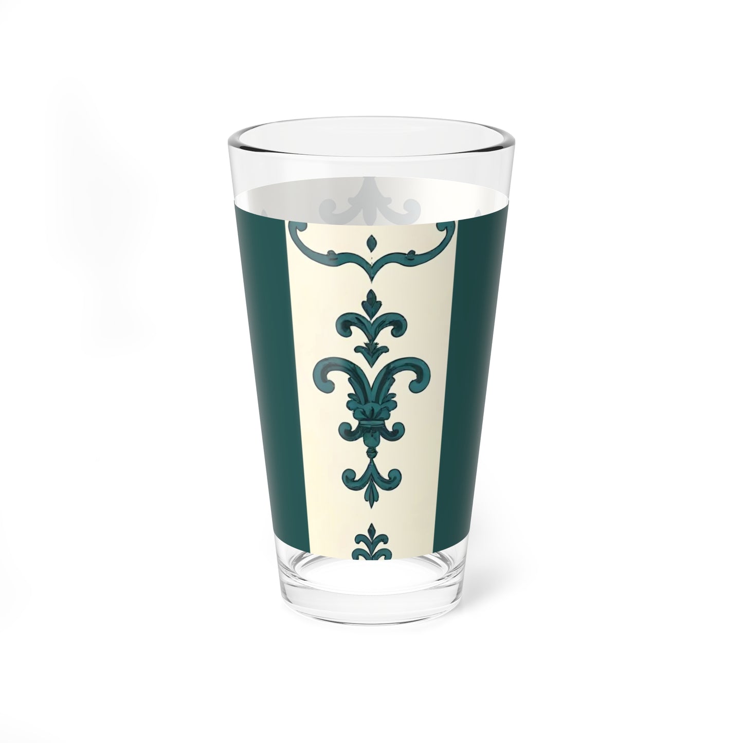 Mixing Glass, 16oz - Teal Striped Rococo