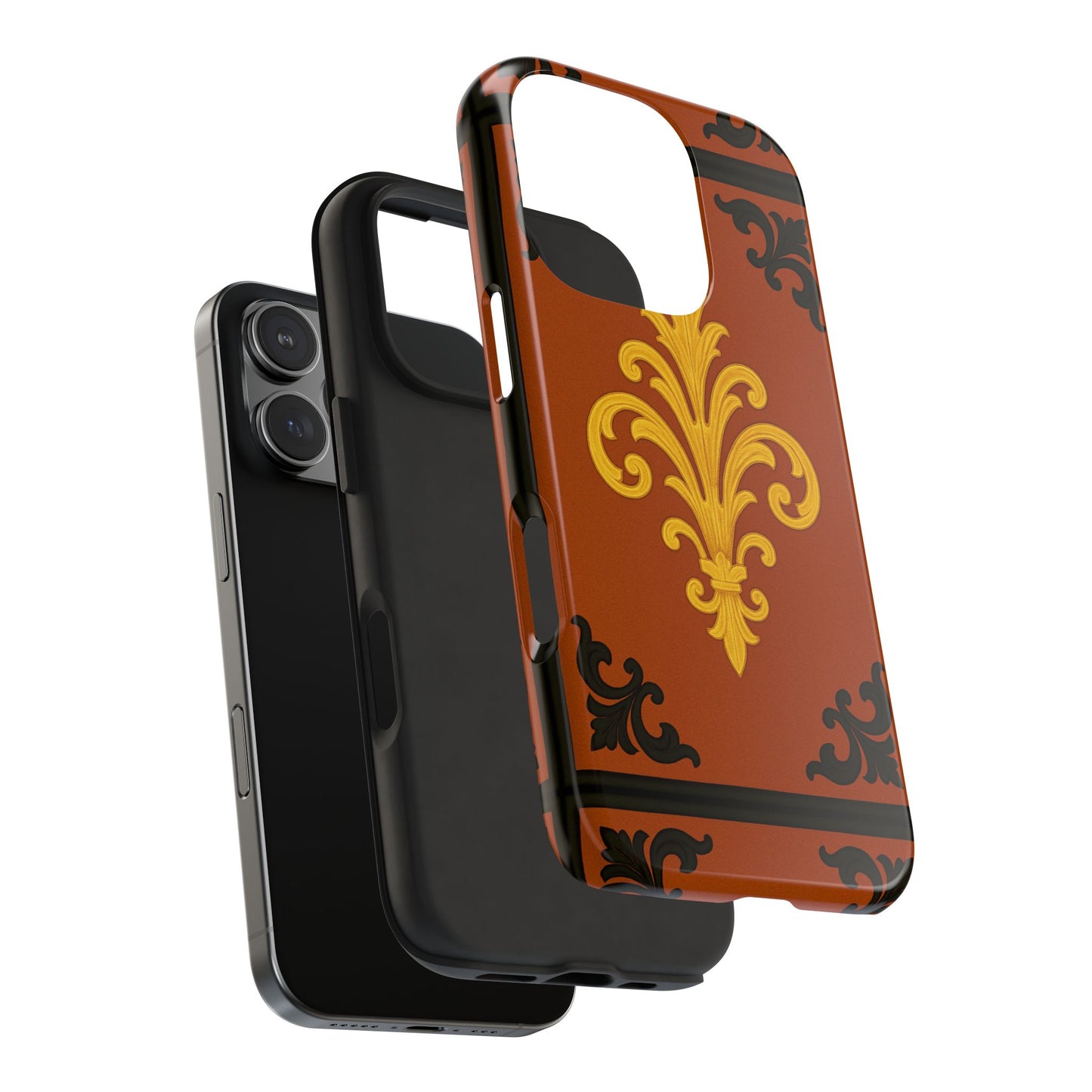 Dusk Terracotta Baroque Tough Phone Case — Vintage Baroque Design, Protective iPhone Cover
