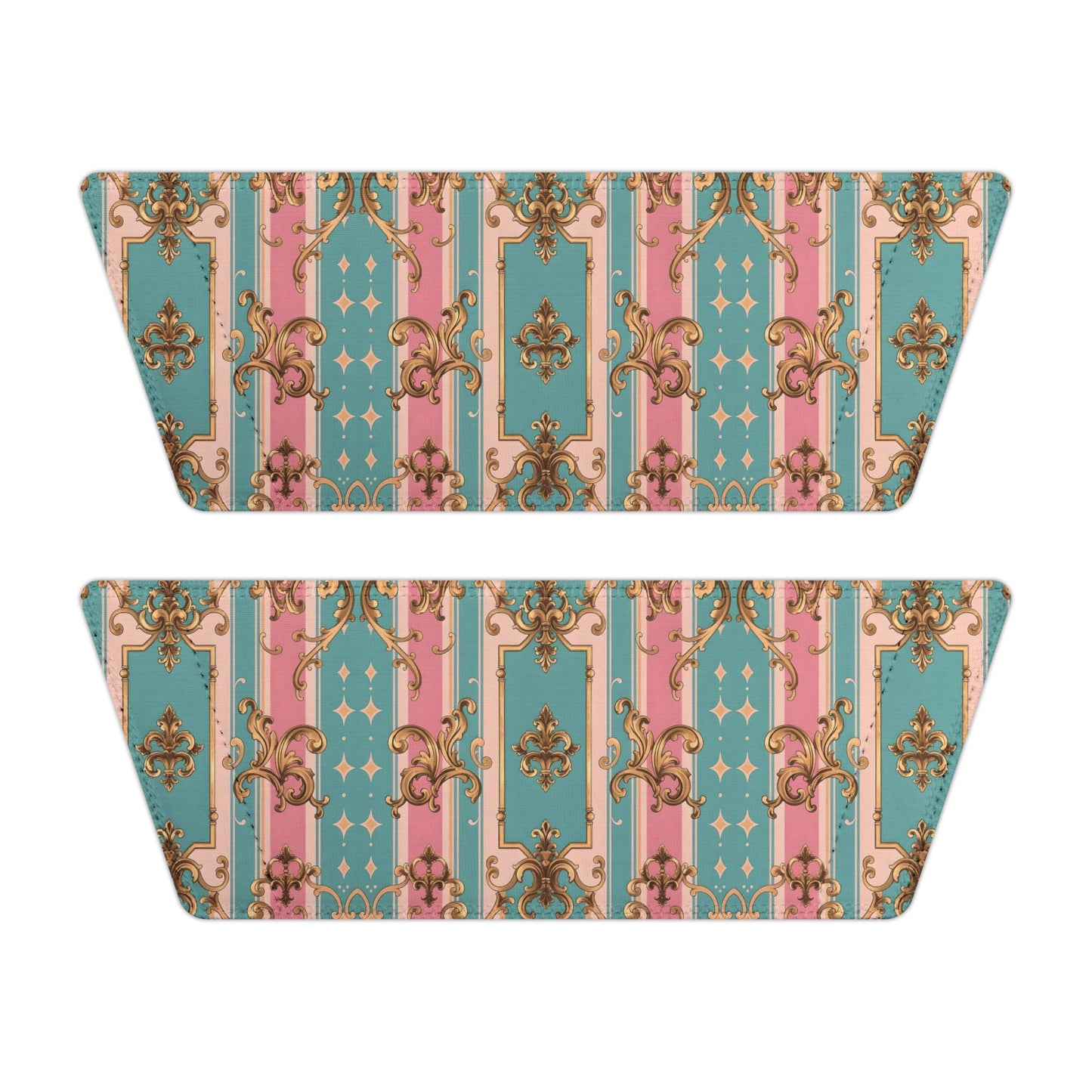 Stylish Women's Removable-Strap Sandals, Trendy Summer Footwear, Comfortable Beach Slides - Pink & Matte Turquoise Striped Rococo