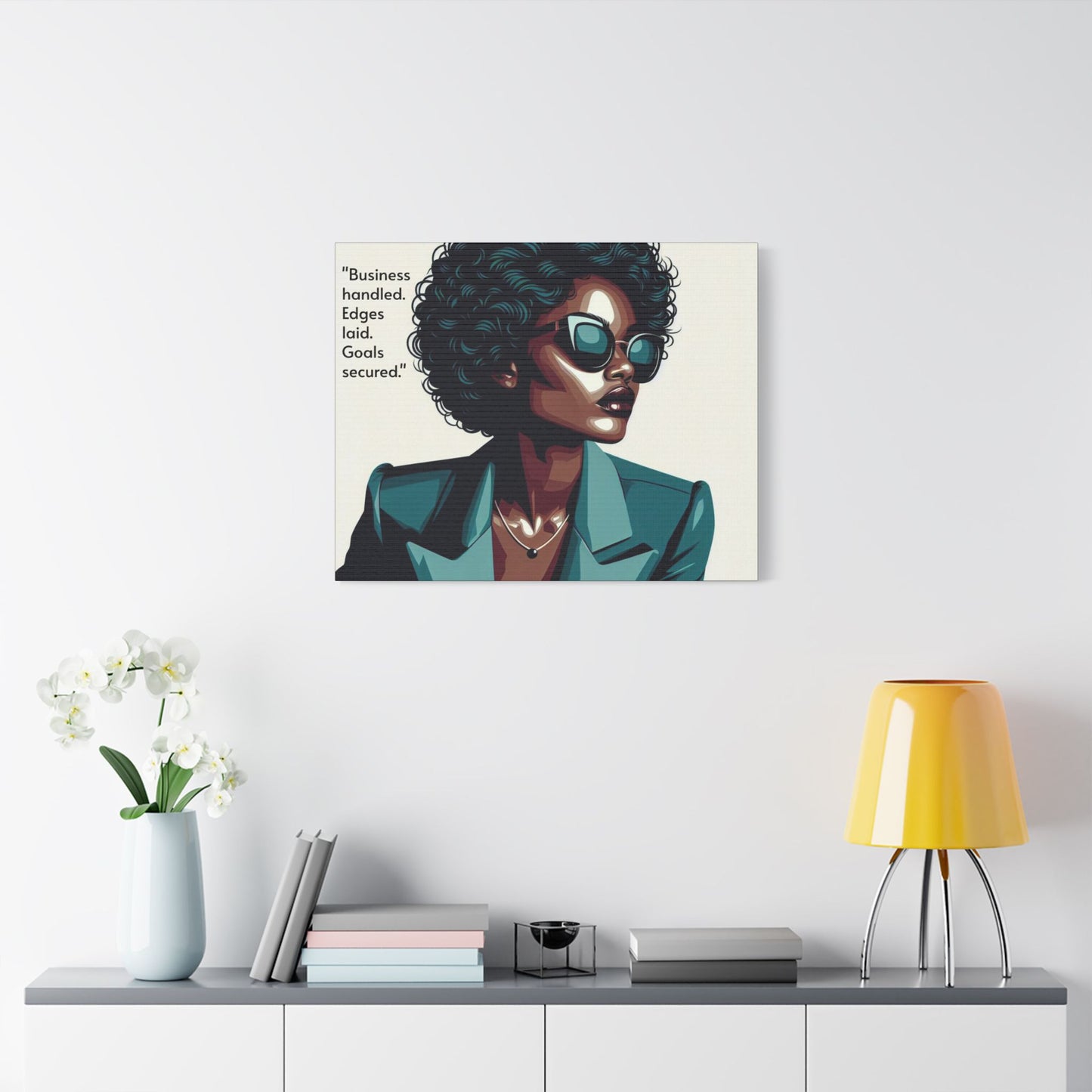 Afro Art Print Canvas, Wall Decor, Satin Stretched Canvas, African American Art, Office Decor, Home Decor - "Business handled."