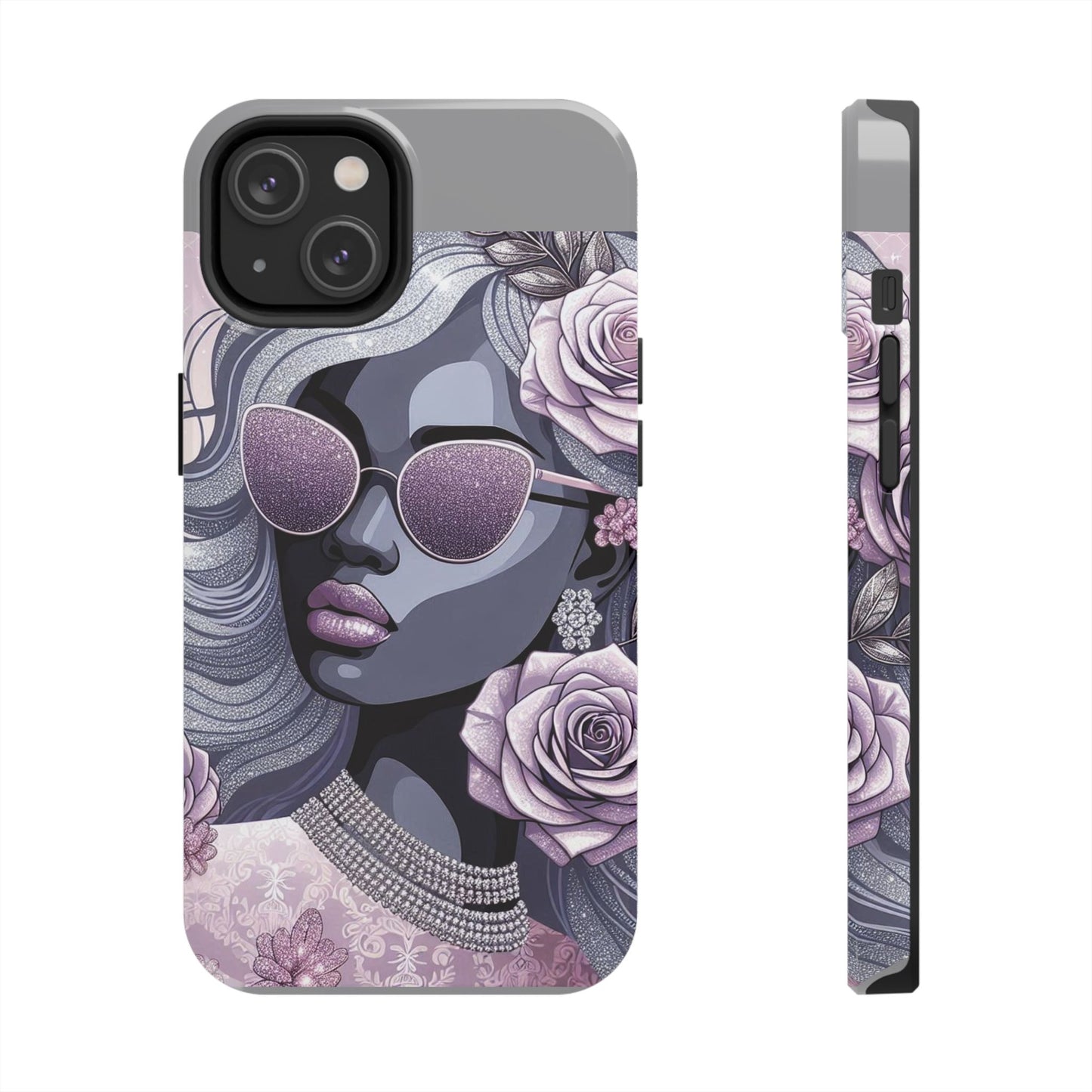 Glamorous Floral Tough Phone Case - Chic Protection for Trendsetters - Lilac & Lavender