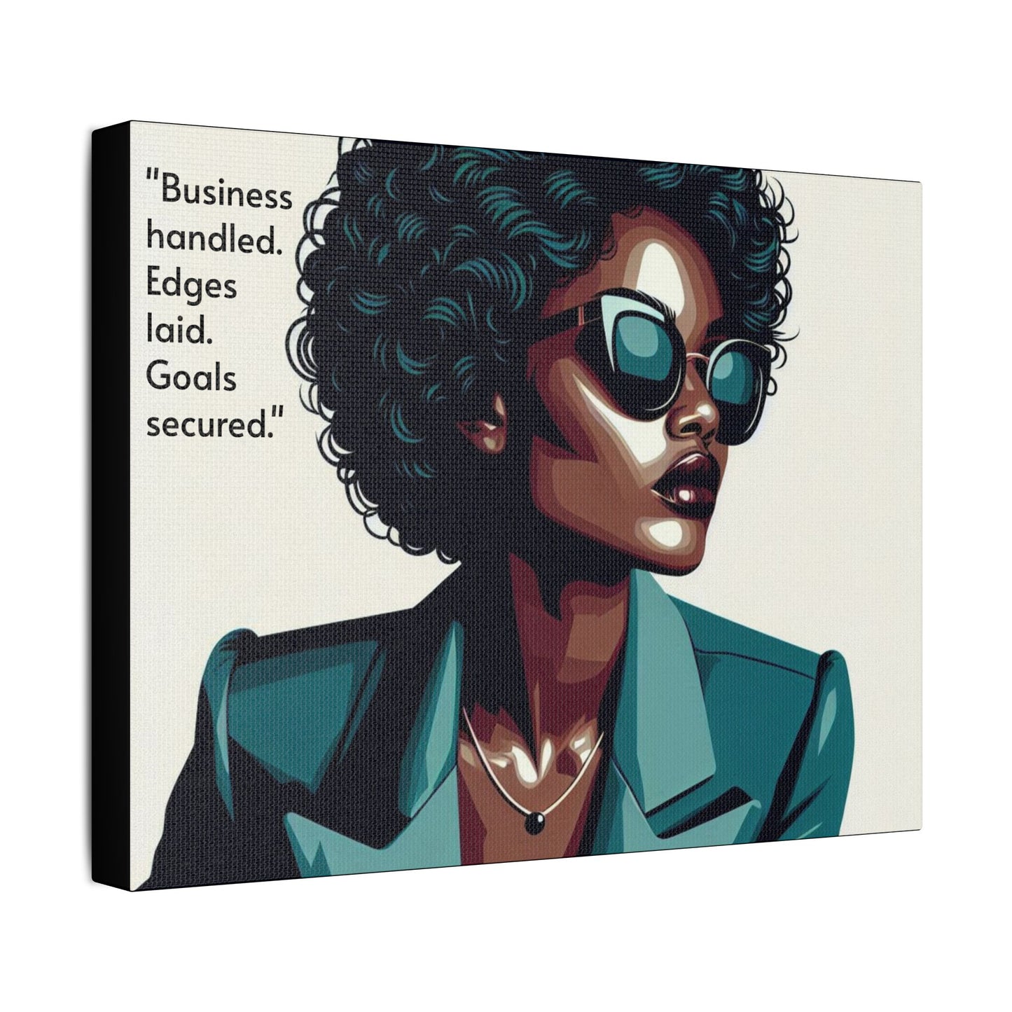 Afro Art Print Canvas, Wall Decor, Satin Stretched Canvas, African American Art, Office Decor, Home Decor - "Business handled."