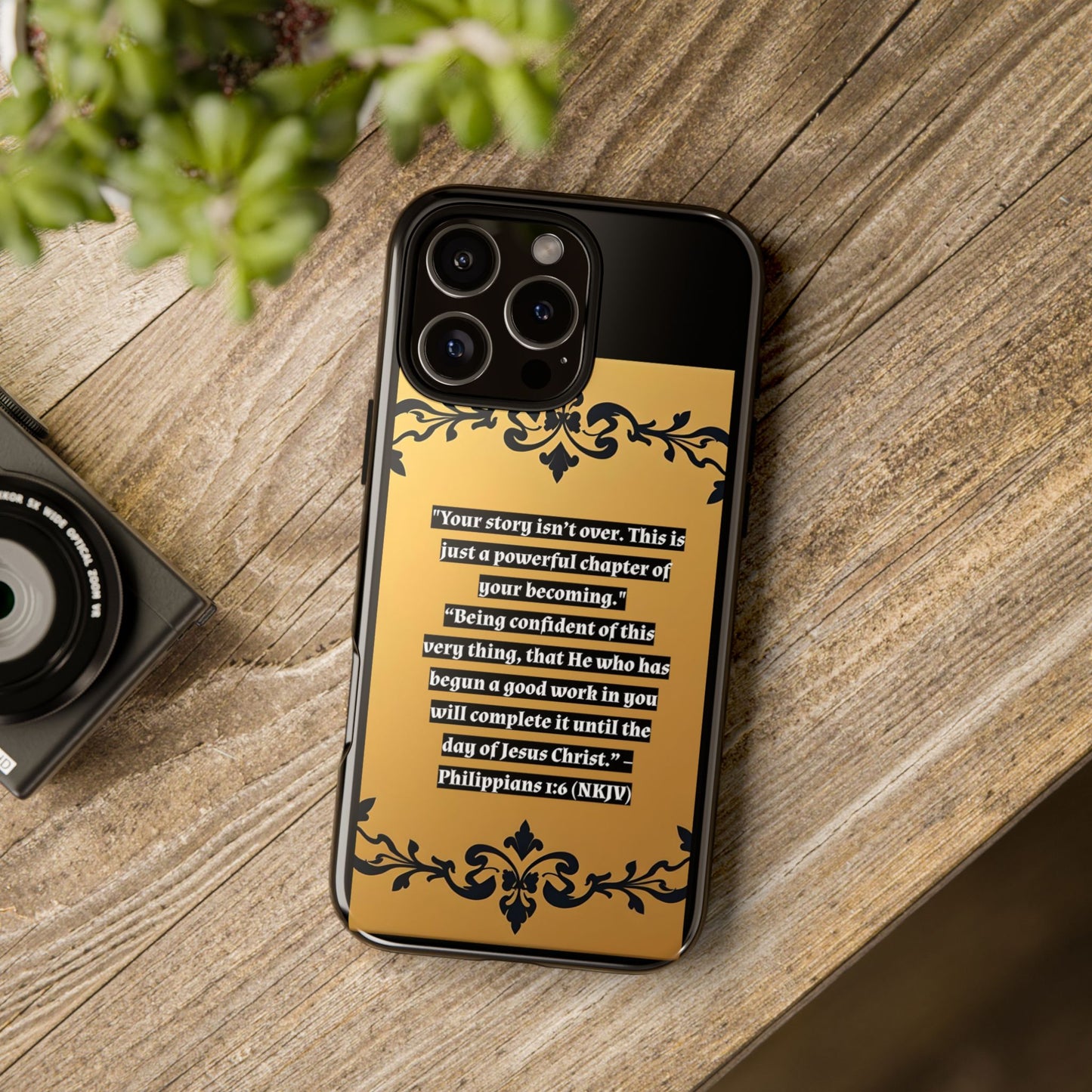 Elegant Floral Motif Phone Case - Tough Cases with Vintage Design - "Your story isn't over"