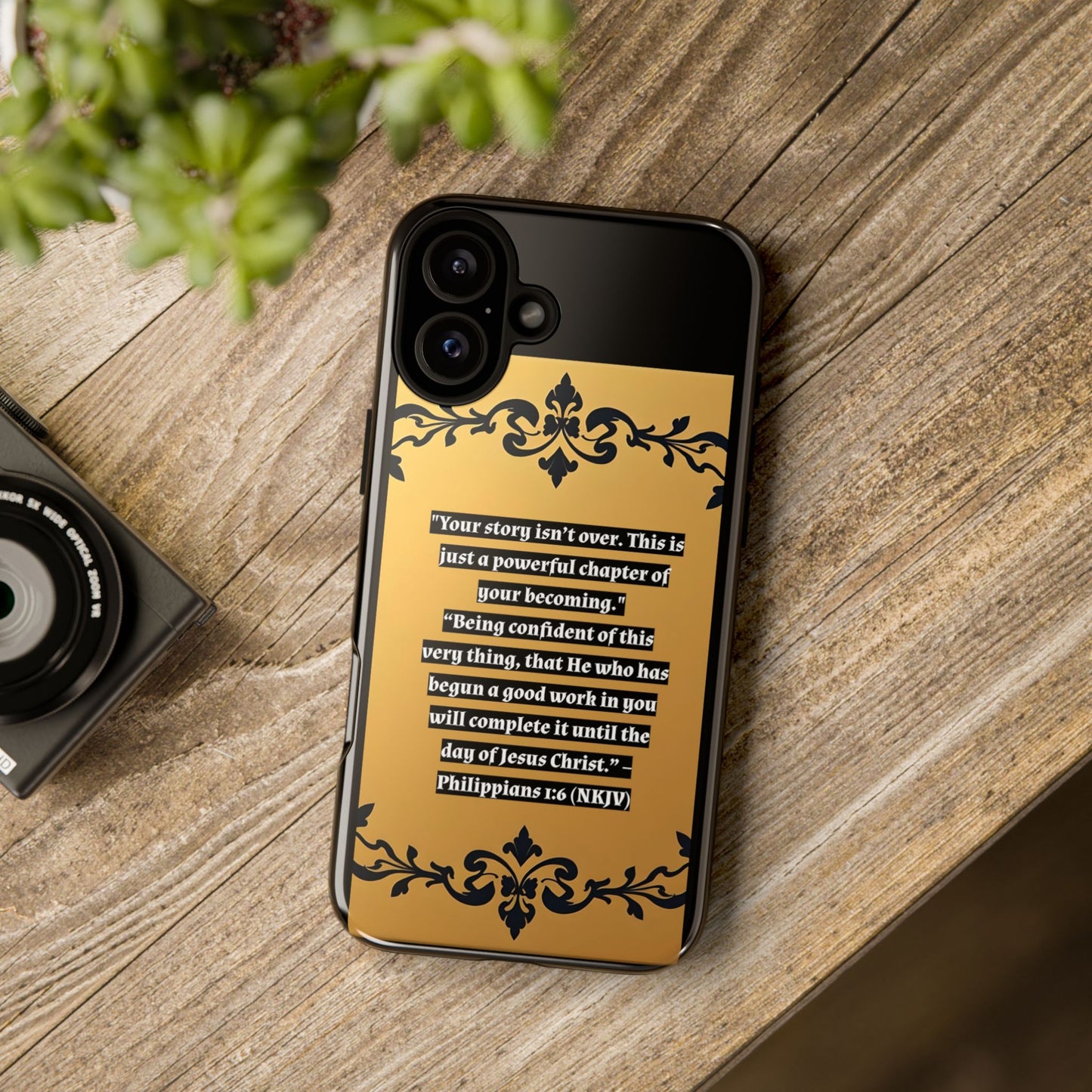 Elegant Floral Motif Phone Case - Tough Cases with Vintage Design - "Your story isn't over"