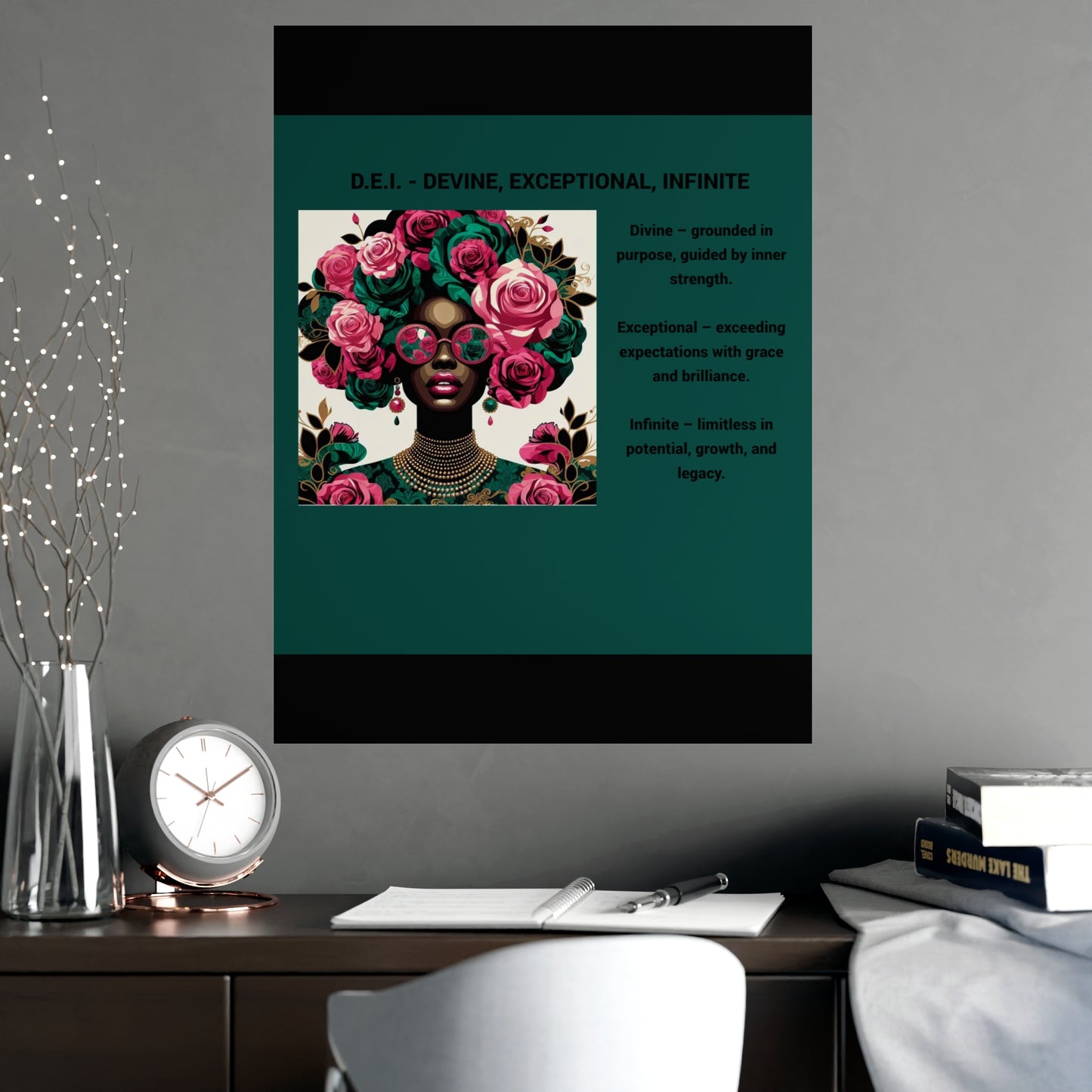 Vibrant Matte Poster with Inspirational Message, Wall Art, Home Decor, Art Print, Motivational Decor - Devine, Exceptional, Infinite