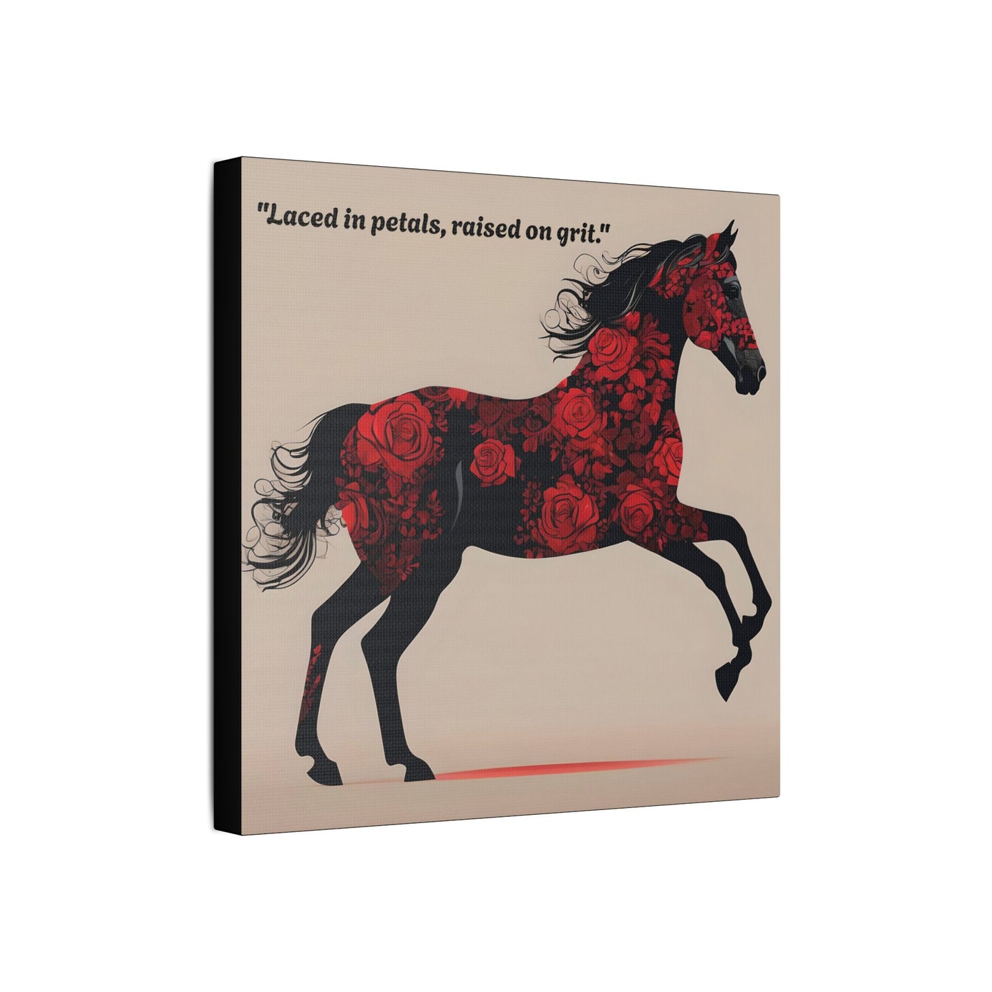 Art Print Canvas, Wall Decor, Satin Stretched Canvas, Equestrian Art, Office Decor, Home Decor - "Laced in petals"