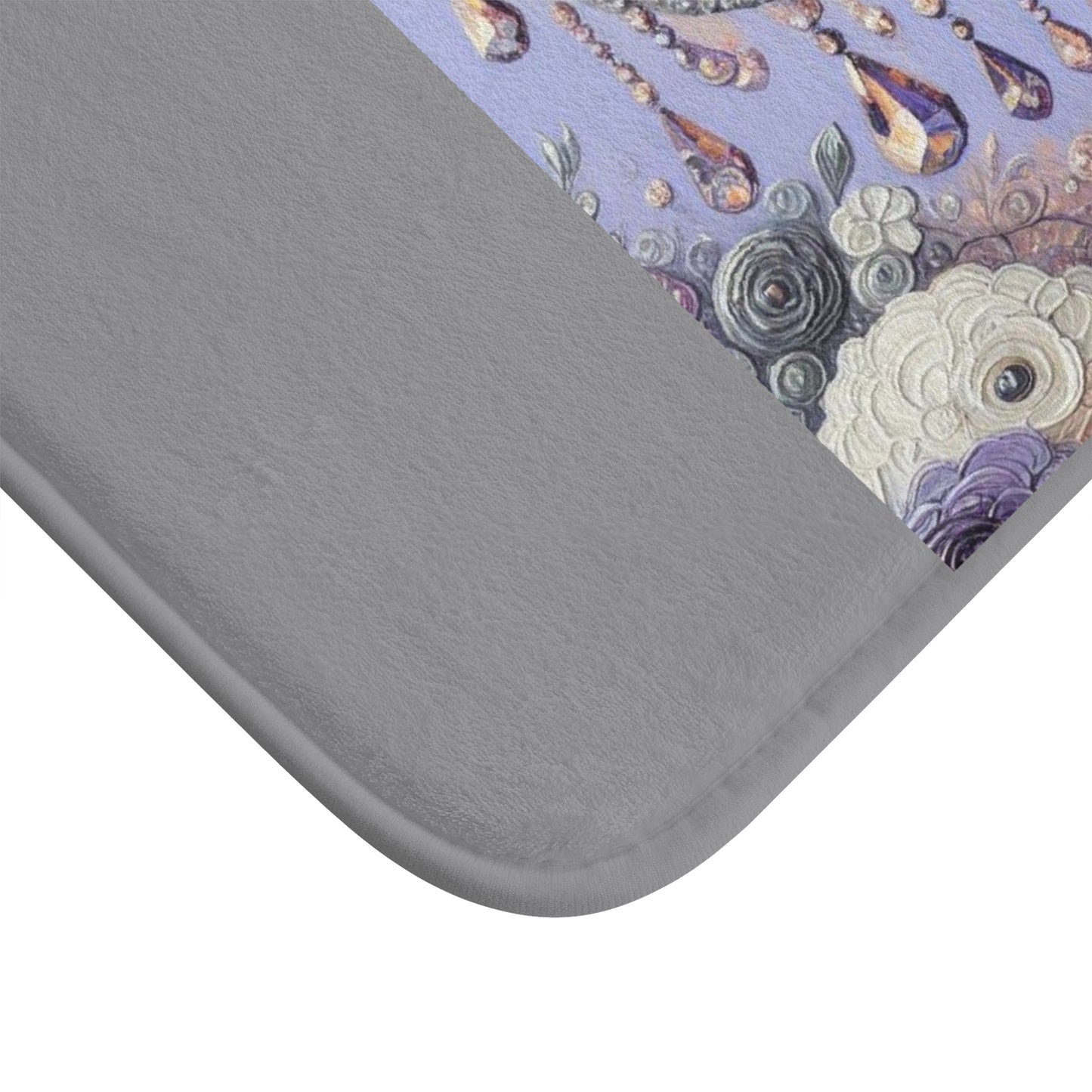 Elegant Floral Chandelier Bath Mat - Luxurious Bathroom Decor, Home Spa Essential, Gift for Her, Wedding, Elegant Home - Lilac Jeweled Chandelier