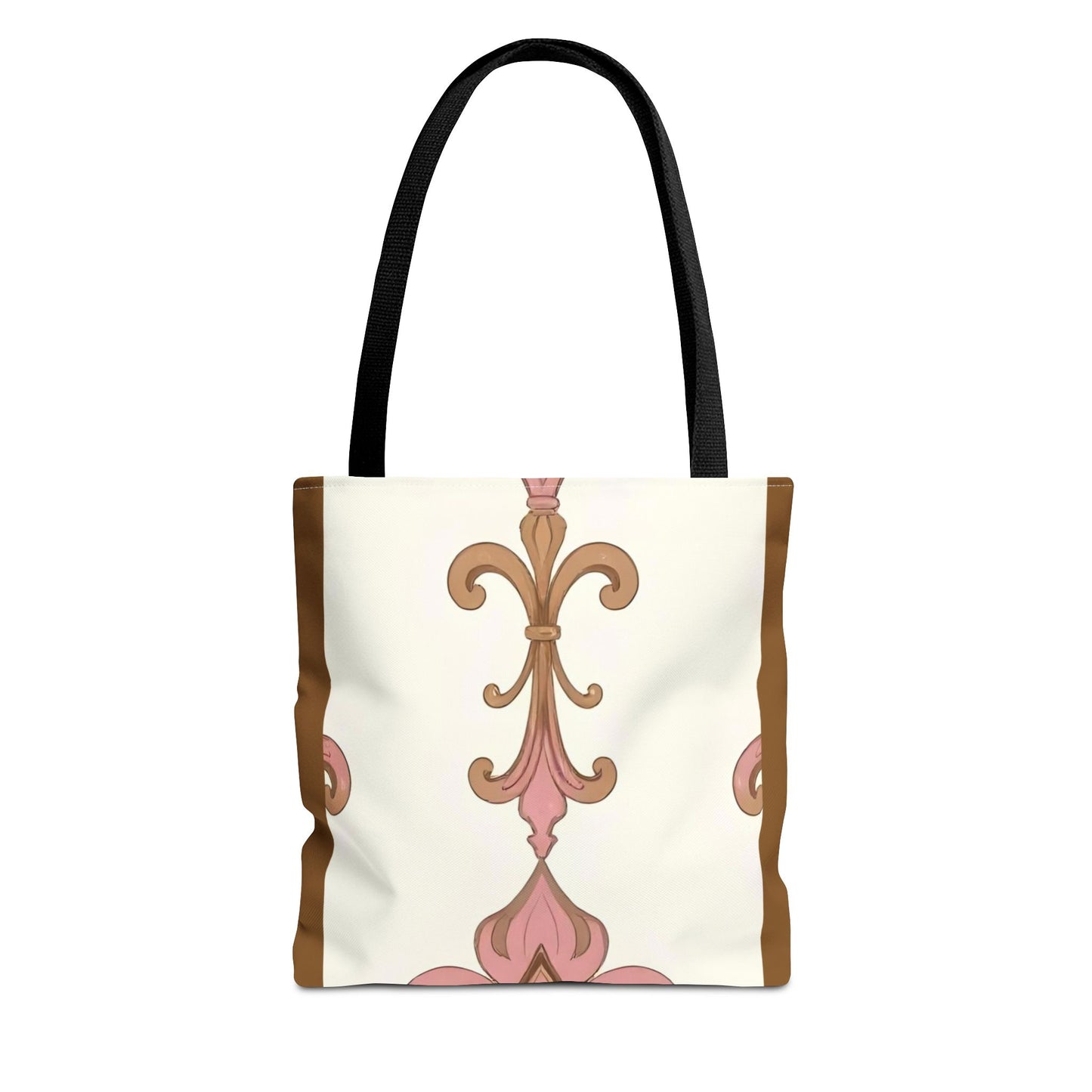 Elegant Floral Tote Bag - Perfect for Everyday Use, Shopping, Gifts, Summer Outings, and Special Occasions - Brown Striped Pink Arabesque