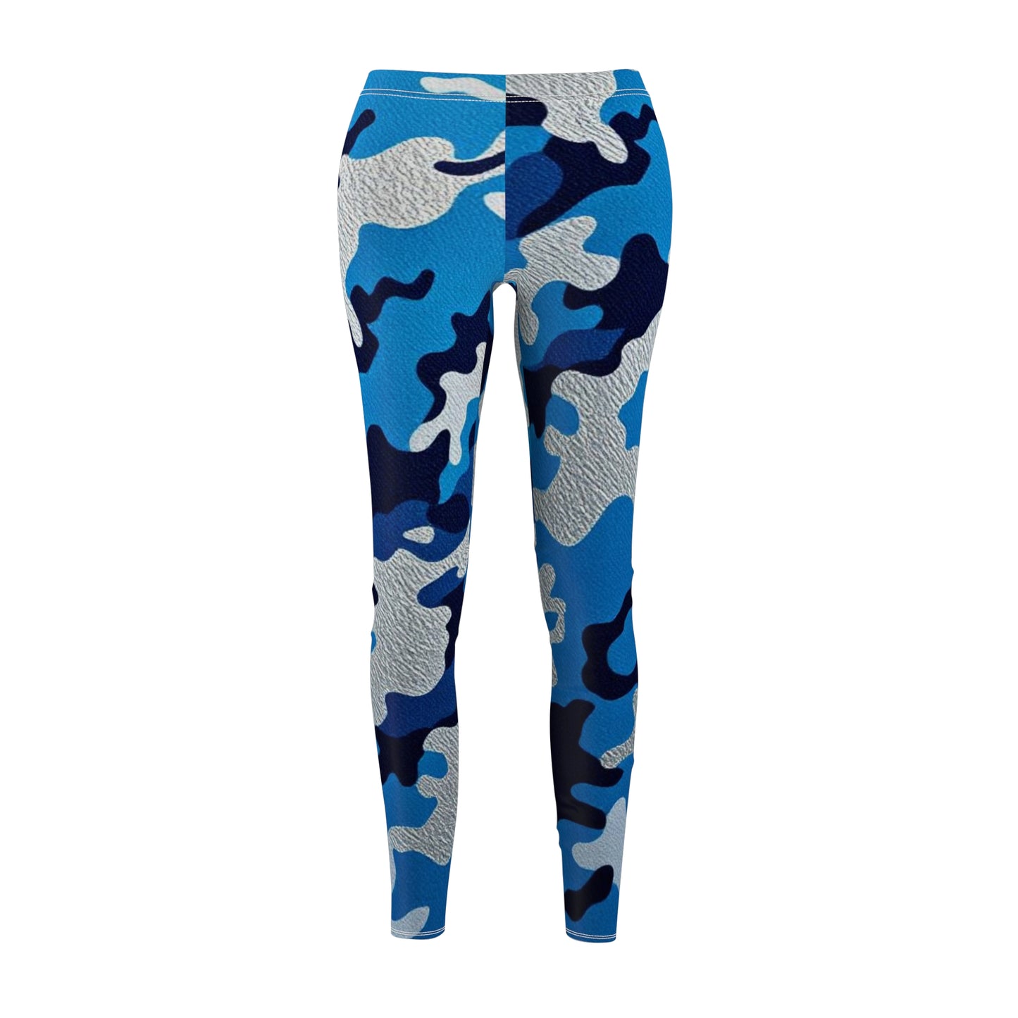 Camouflage Print Casual Leggings, Trendy Activewear, Comfortable Workout Pants, Stylish Athleisure - Blue Camo