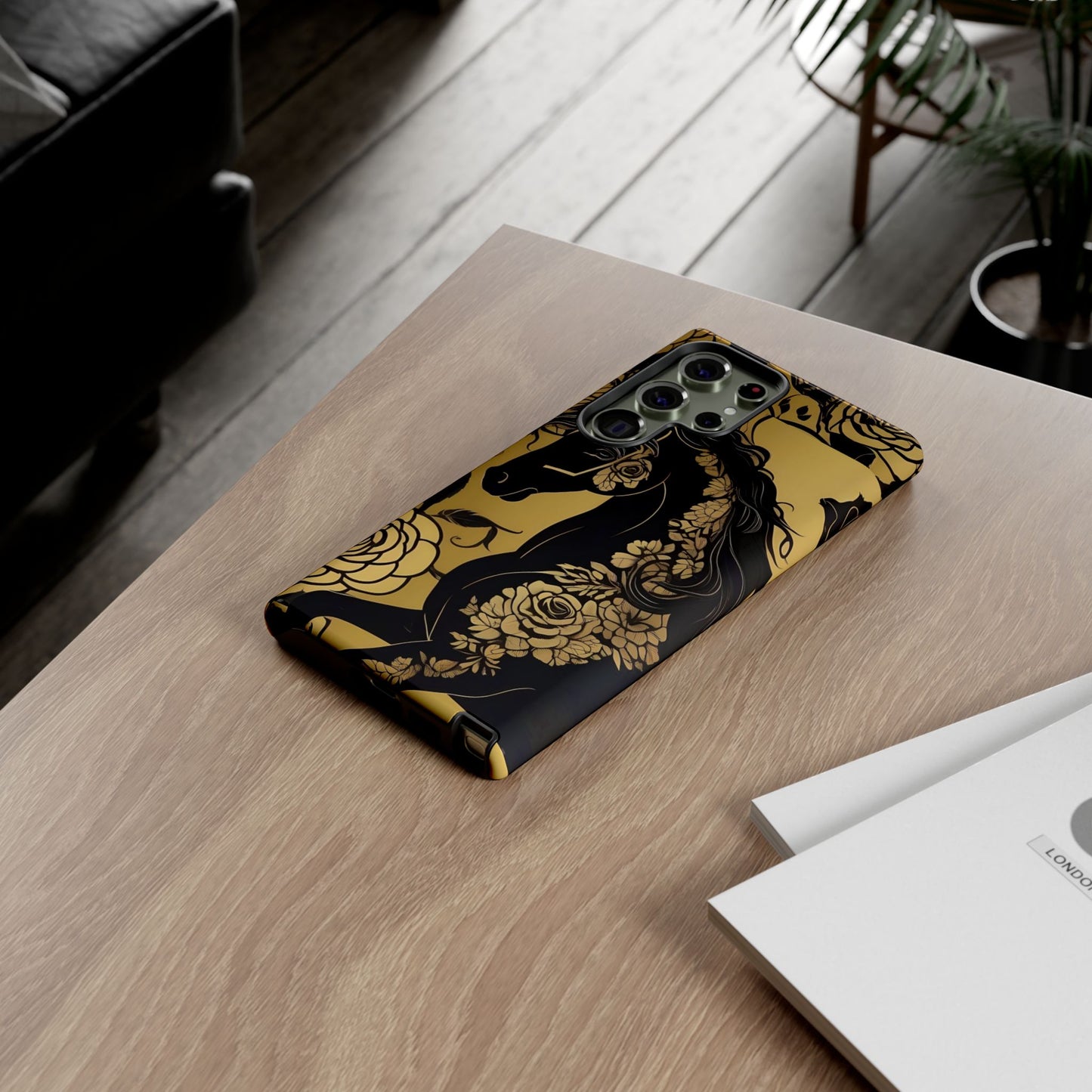 Phone Case - Elegant Horse & Roses Design