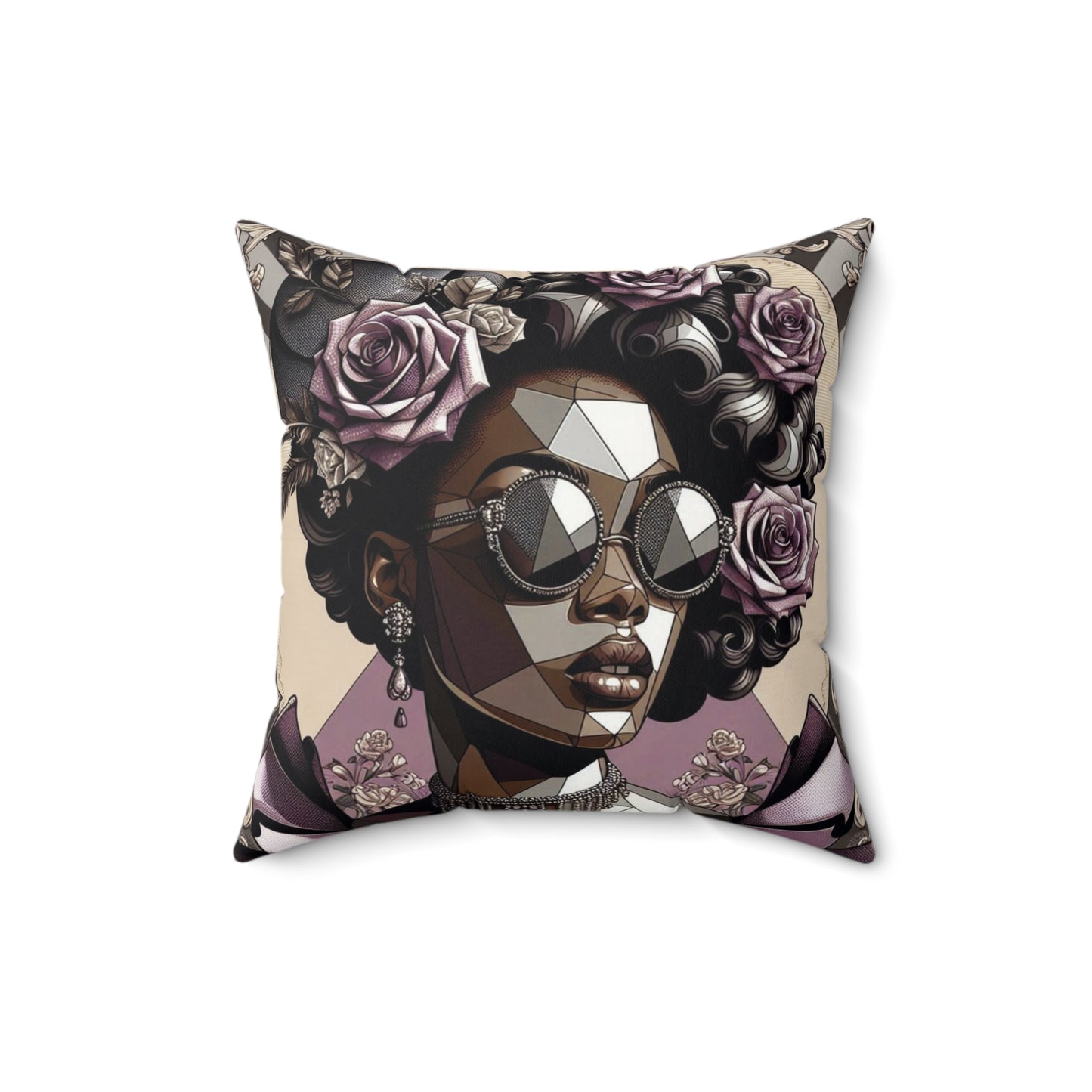 Glamorous Abstract Art Pillow, Decorative Cushion, Chic Home Decor, Trendy Living Room Accent, Gift for Her - Lilac Baroque Lady