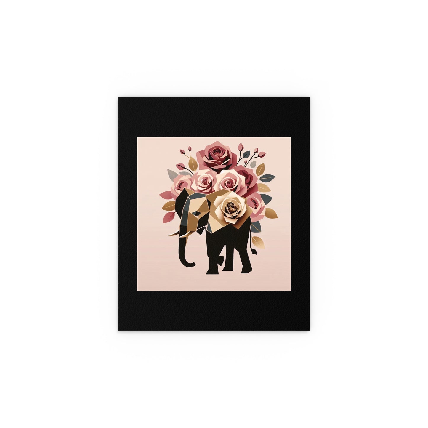 Elegant Floral Silk Poster - Indoor/Outdoor Wall Art for Home Decor - Black & Gold Elephant & Roses