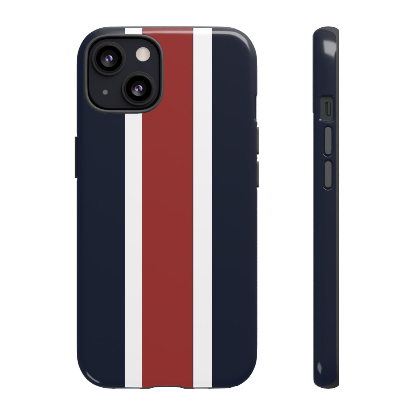 Lunar Midnight & Red-White Striped Stylish Phone Case - Tough Cases, Custom iPhone Cover, Sleek Phone Accessories, Gifts for Him/Her