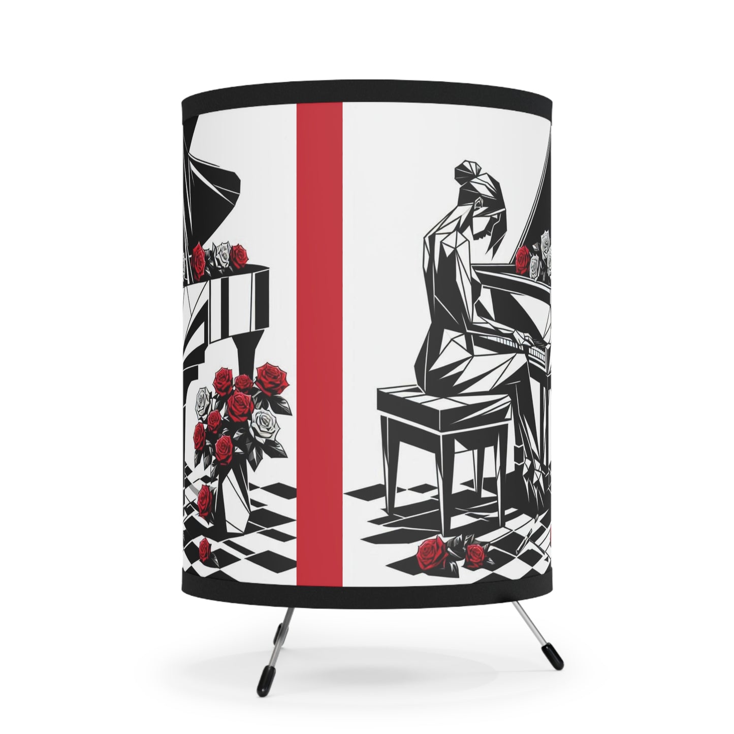 Elegant Piano Rose Tripod Lamp | High-Res Artistic Shade | Perfect for Home Decor