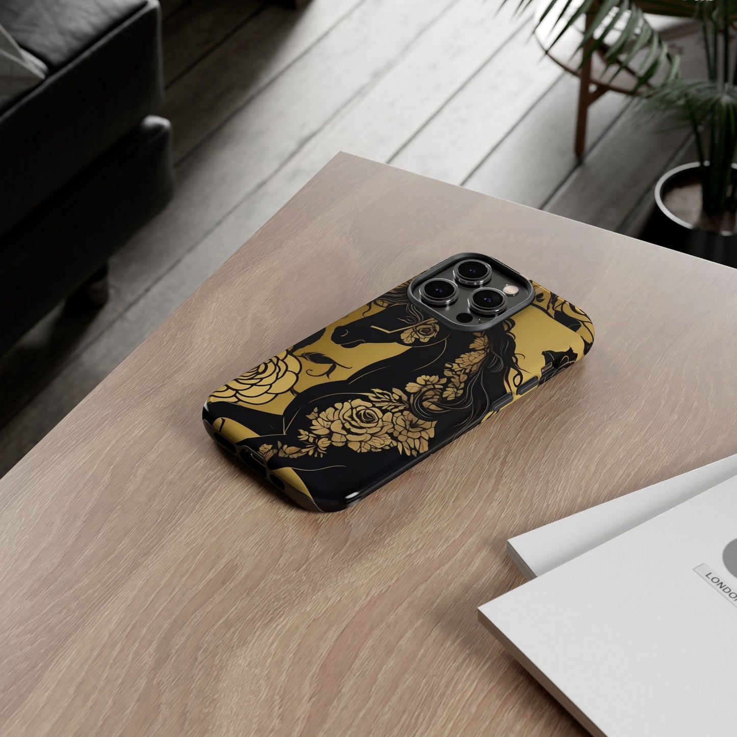 Phone Case - Elegant Horse & Roses Design