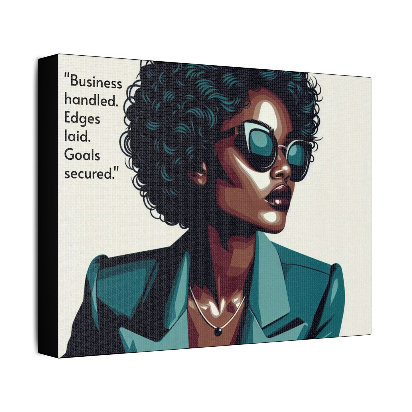 Afro Art Print Canvas, Wall Decor, Satin Stretched Canvas, African American Art, Office Decor, Home Decor - "Business handled."