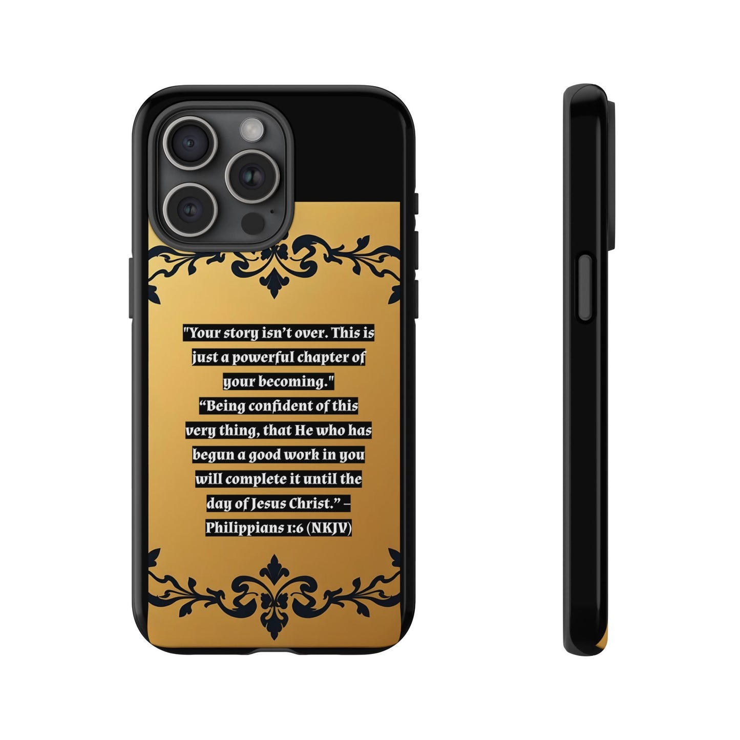 Elegant Floral Motif Phone Case - Tough Cases with Vintage Design - "Your story isn't over"